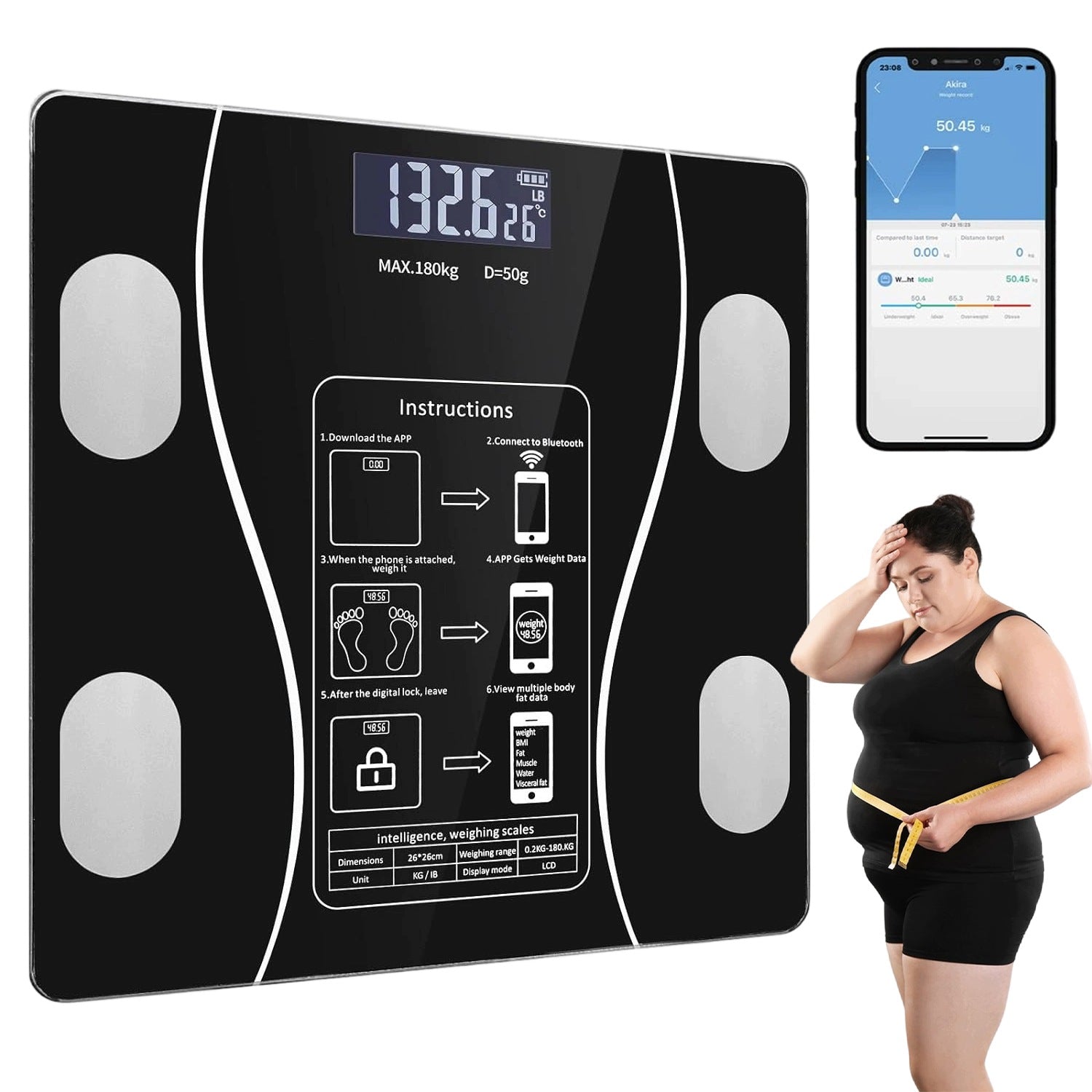 Analytical Scale BEDEE Smart With Bluetooth 13 Parameters 180kg Glass