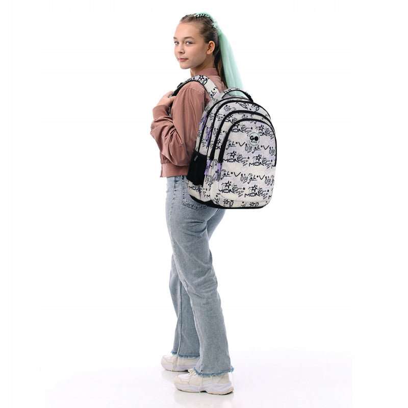 Anatomical school backpack for girls for teenagers beige GoPack Packaging status original