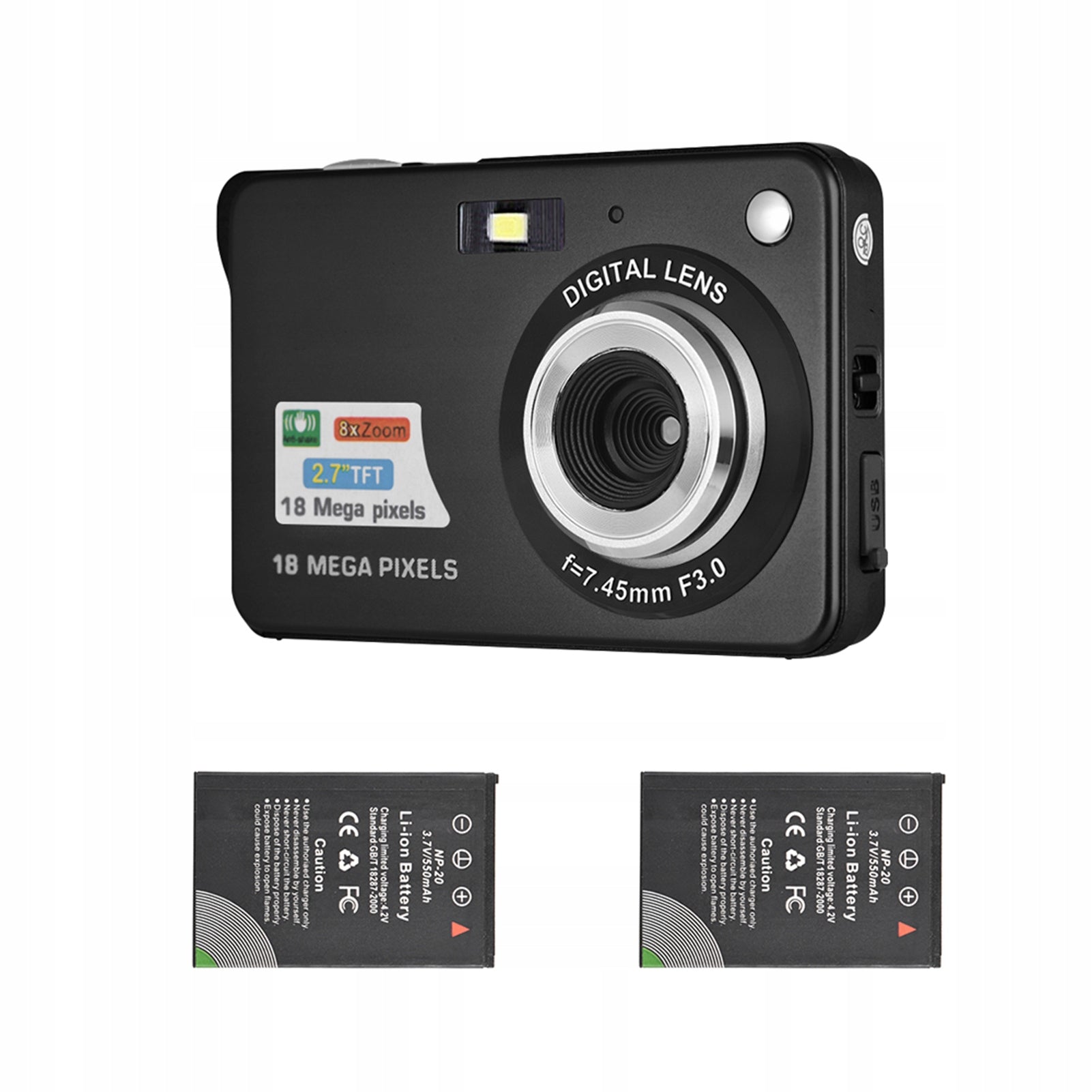 Andoer 18M 720P HD Digital Camera Video Camera With 2 Batteries 43 Model 0107ASSP
