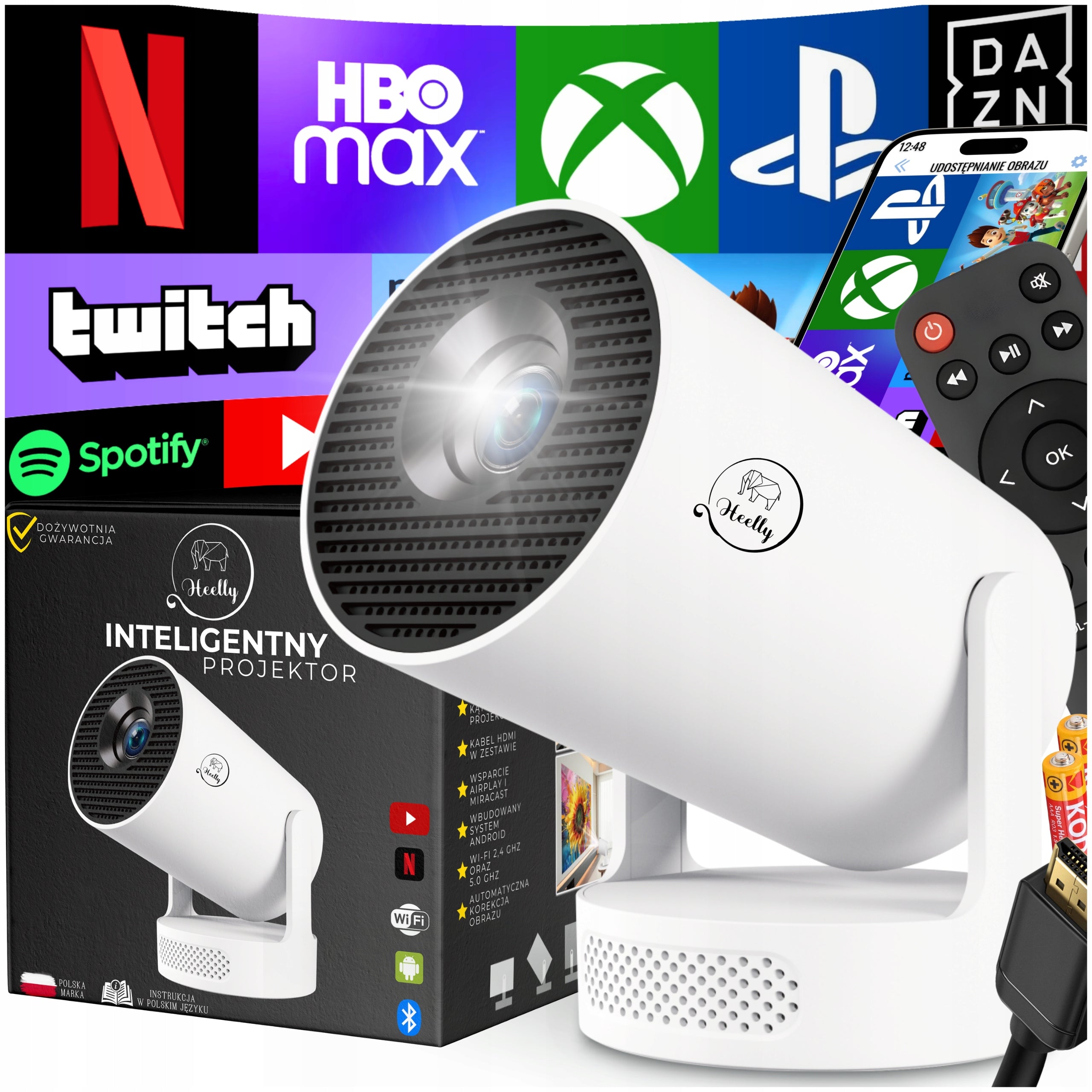 Android Projector 4K WIFI Portable Smart Tv Full HD Rotary