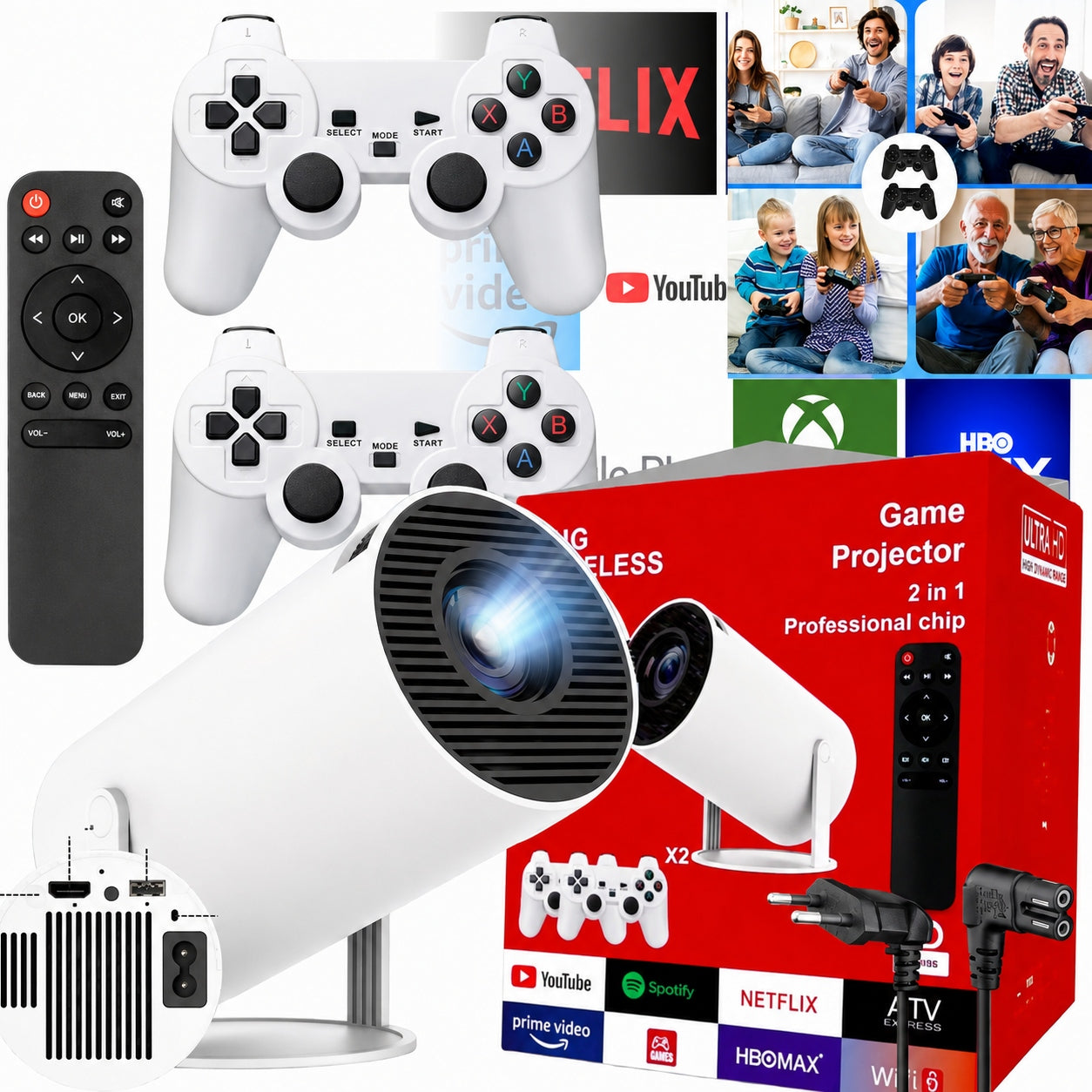 Android Projector Games Retro + 2 Pad 20000 Games Retro Console