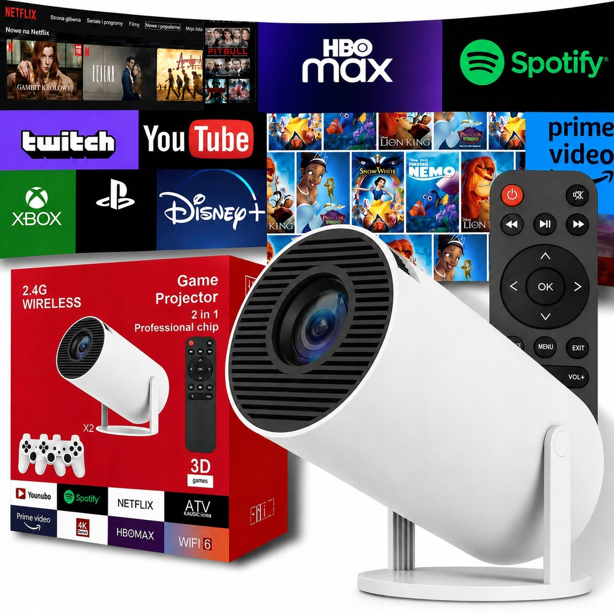 Android Projector Games Retro + 2 Pad 20000 Games Retro Console