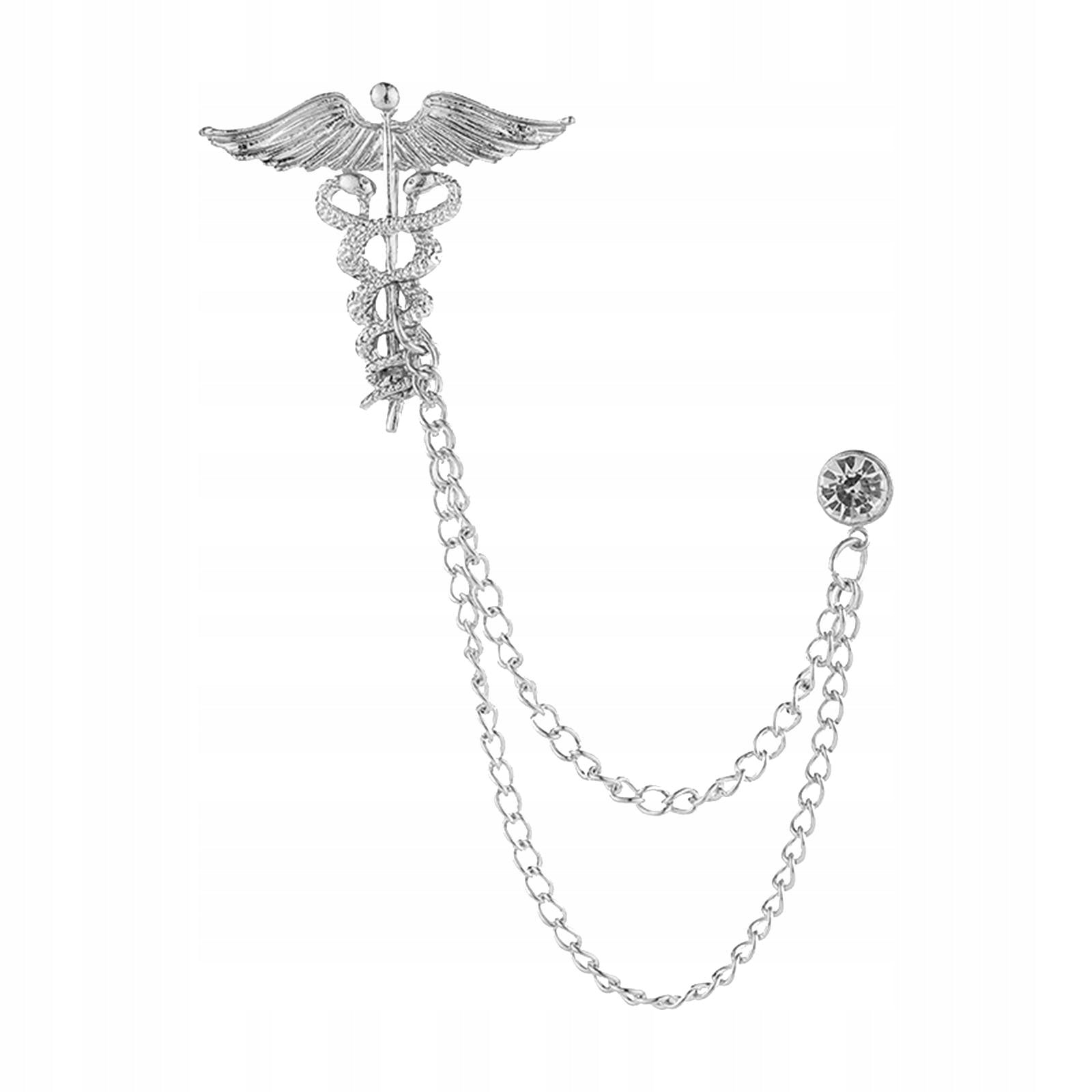 Angel Brooch Pin, Suit Brooch with Chain, Men s Lapel Brooch for Argent Brand no brand