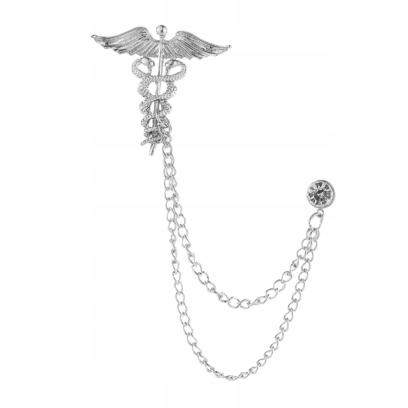 Angel Brooch Pin, Suit Brooch with Chain, Men s Lapel Brooch for Argent