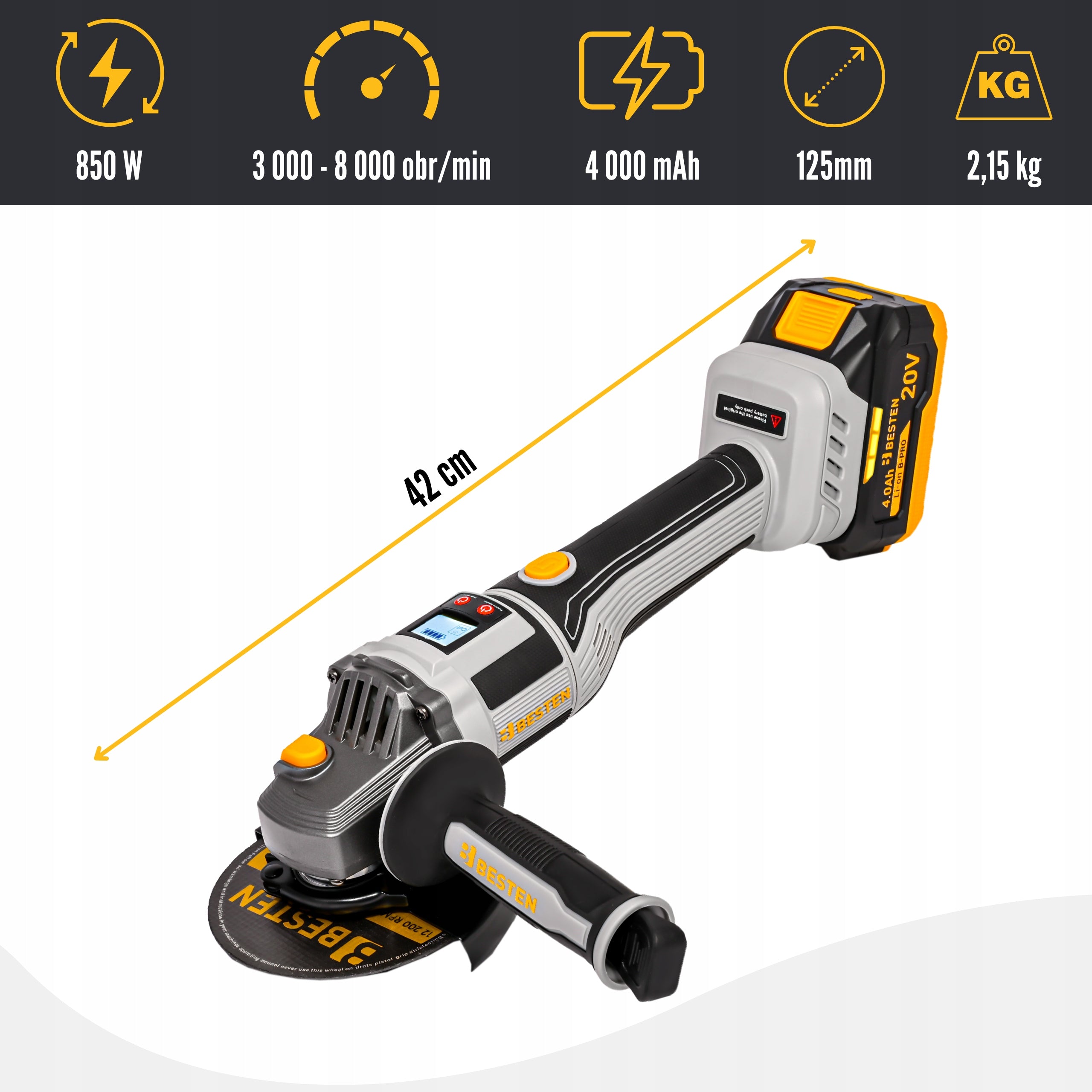 Angle Grinder Cordless Brushless Angle Diax 2XAku 4Ah Discs Packaging status original