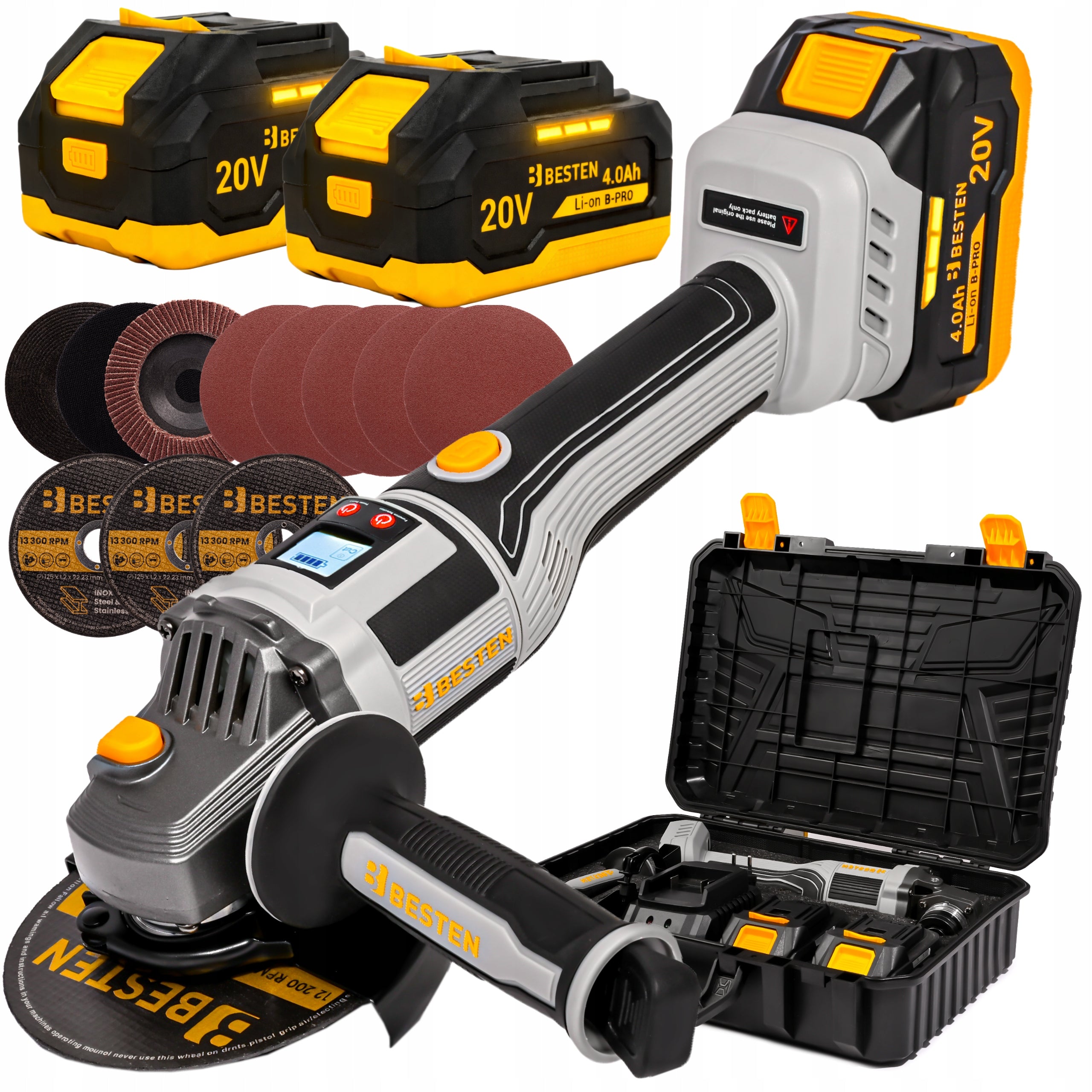 Angle Grinder Cordless Brushless Angle Diax 2XAku 4Ah Discs