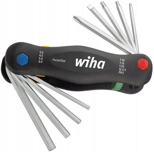 Angle wrenches in folding handle, PocketStar multitool WIHA