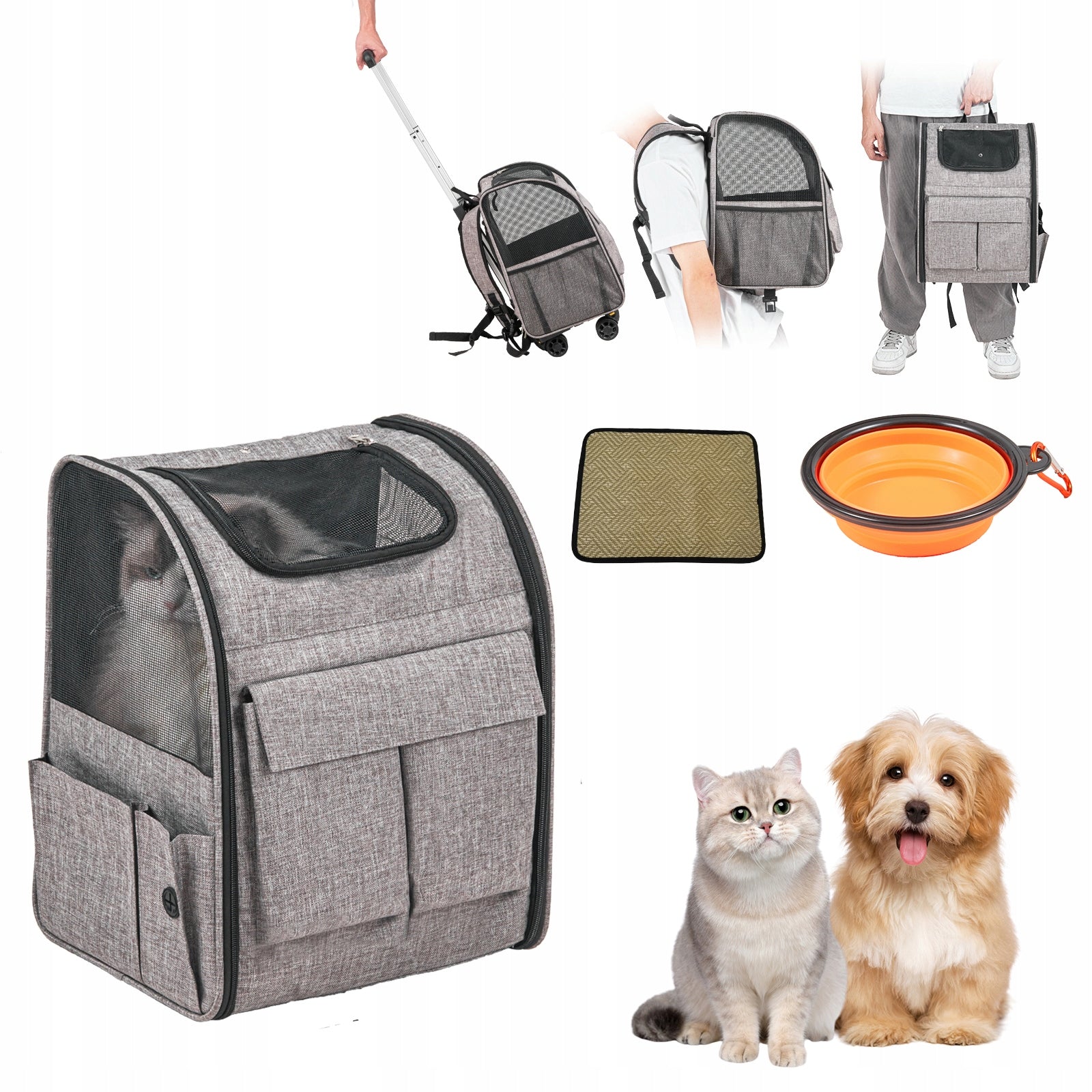 Animal Carrier Load Capacity 8,1KG On Wheels Animal Transporter