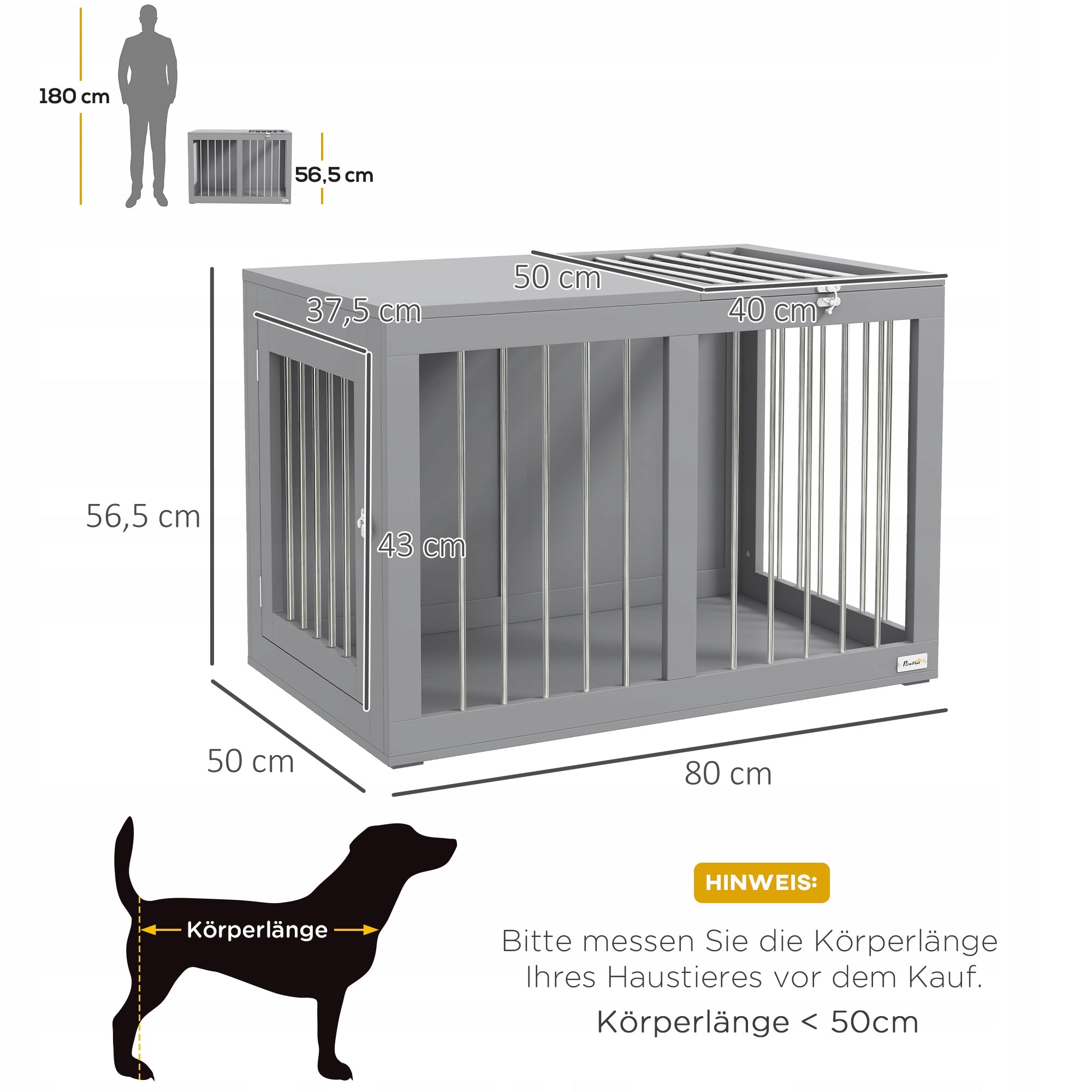 Animal Dog Cage Grey with Door Playpen Buda Cottage 80x50x56,5cm Kind cage