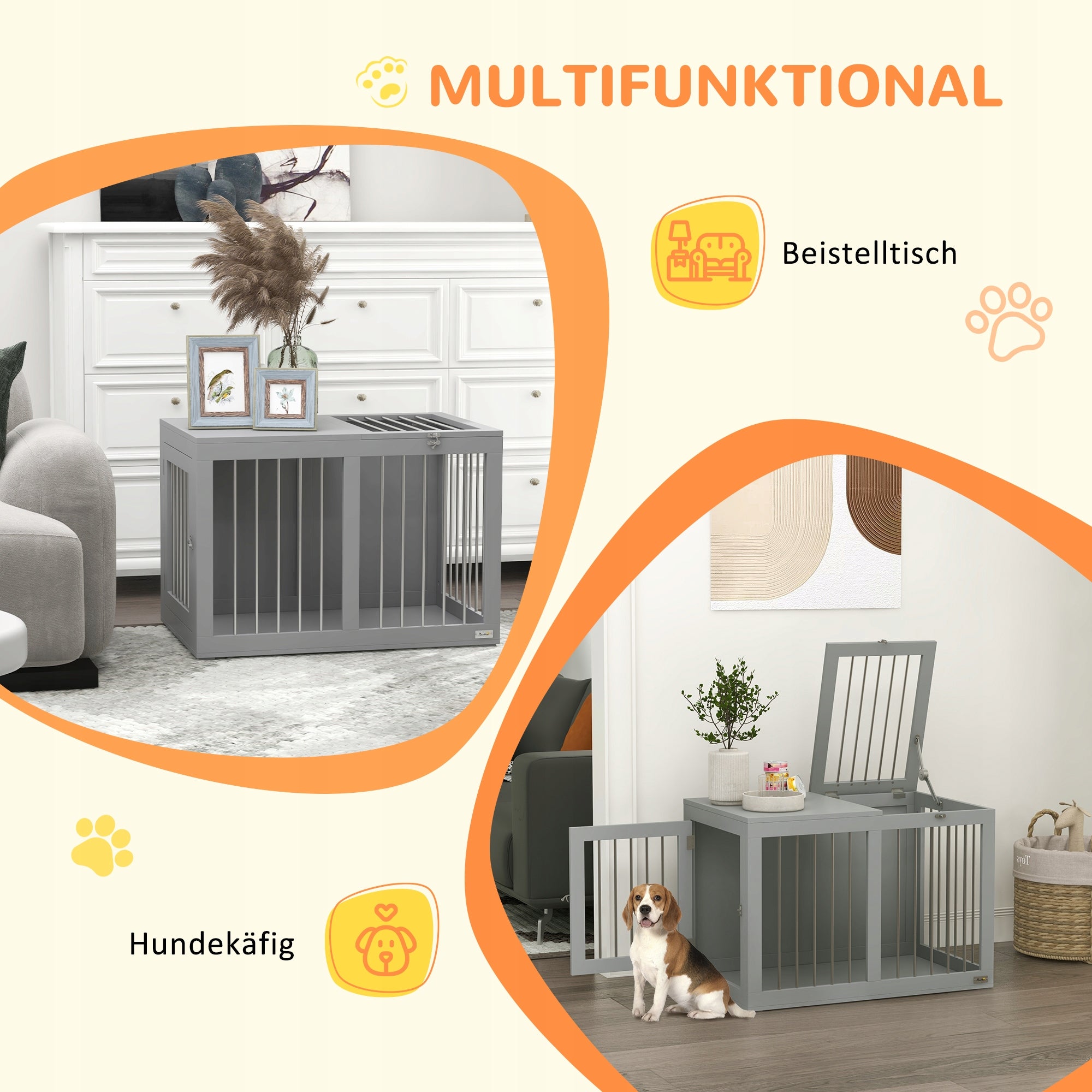 Animal Dog Cage Grey with Door Playpen Buda Cottage 80x50x56,5cm Product height 56.5 cm