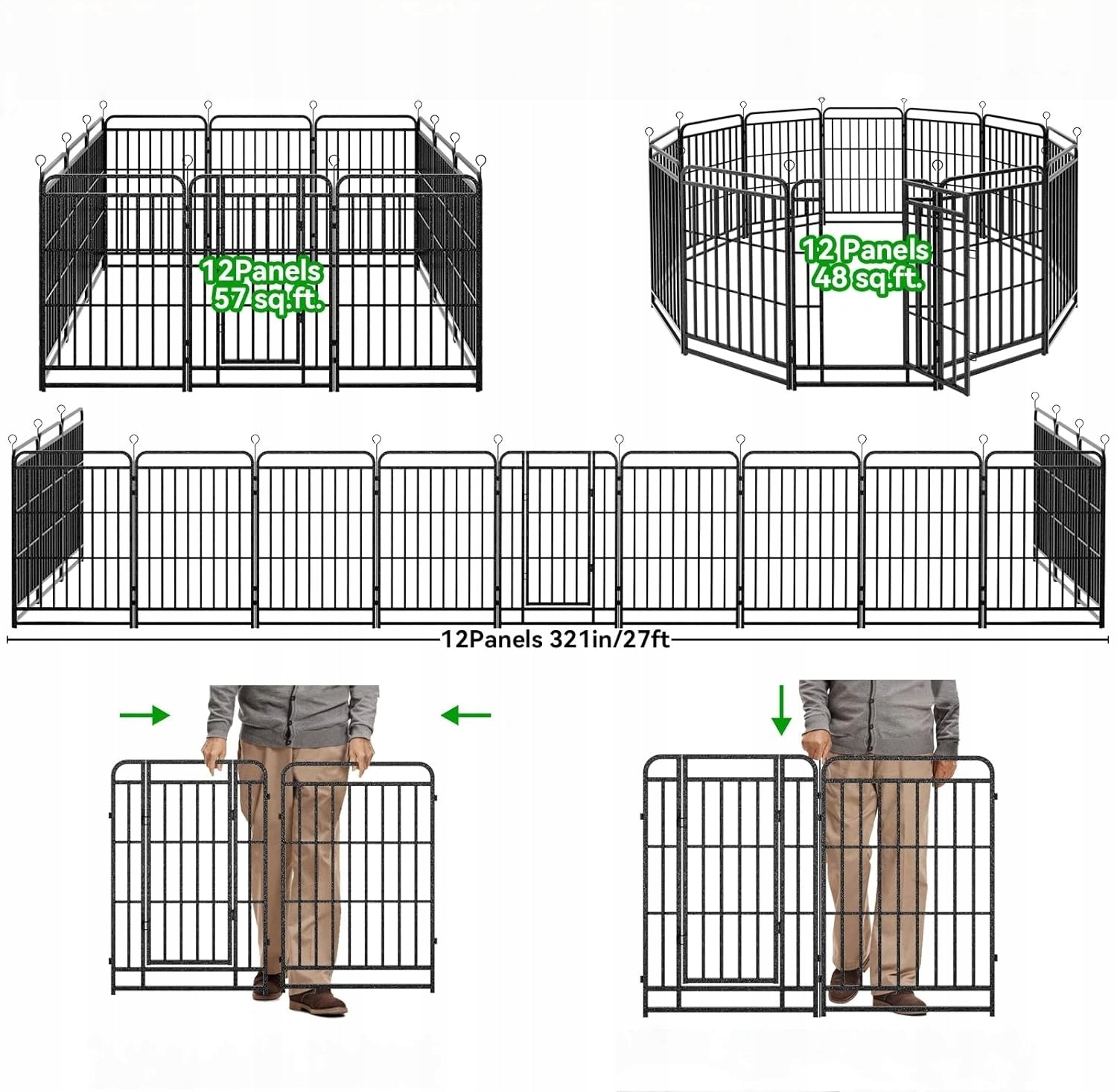 Animal Dog Playpen 12 Panels 100cm Thick Iron Pipe With Door Manufacturer code PS8340
