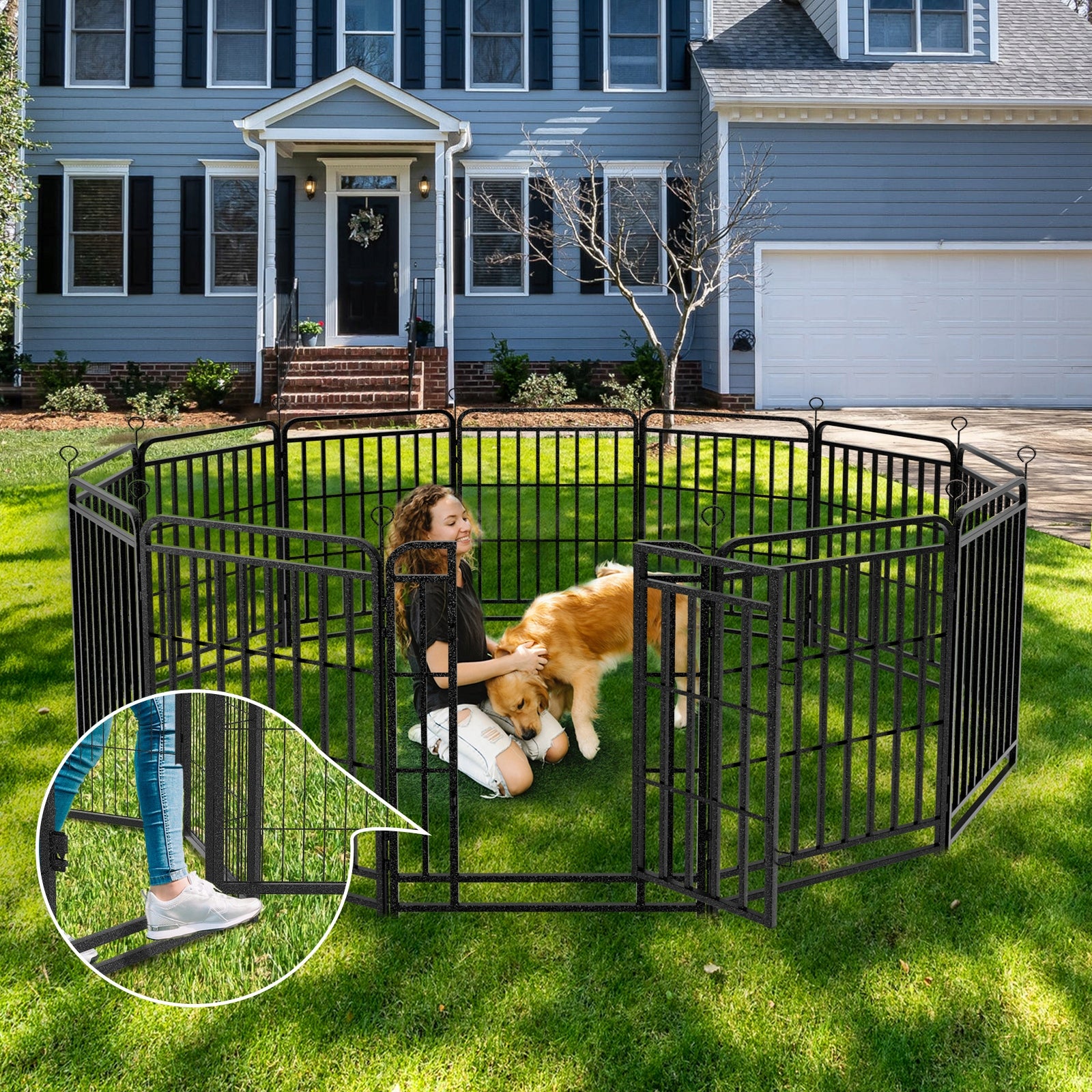 Animal Dog Playpen 12 Panels 100cm Thick Iron Pipe With Door Packaging status original