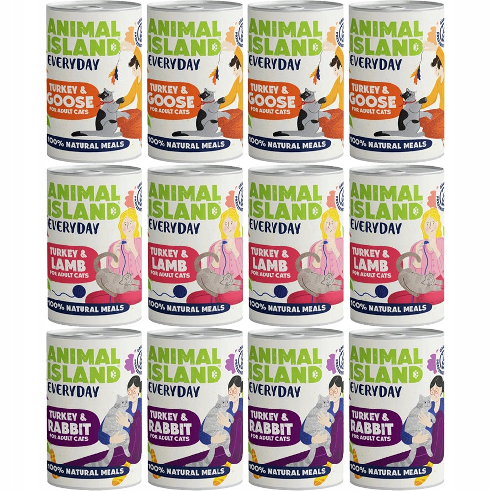 Animal Island Mix of Flavours 12x400g Wet Cat Food Packaging status original