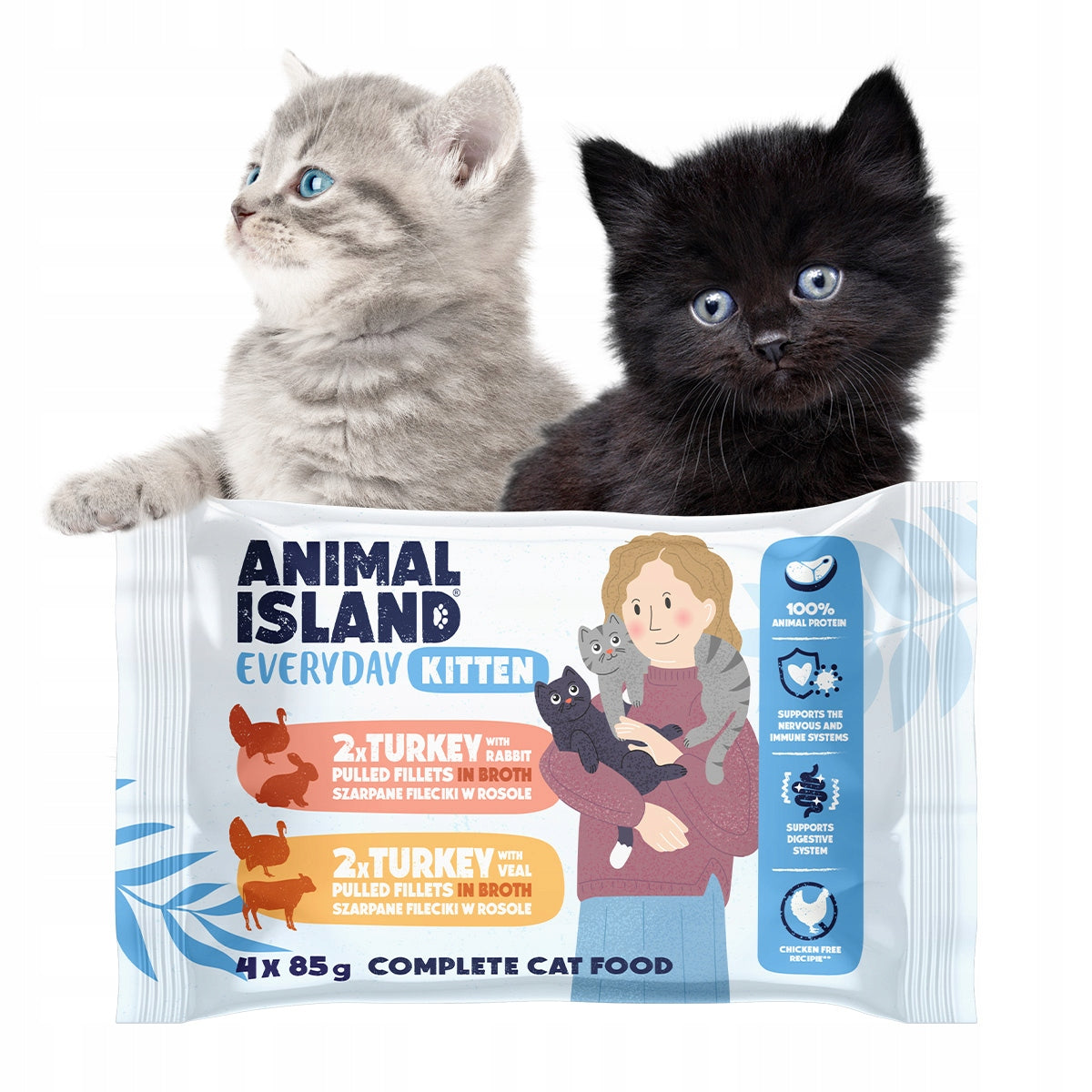 Animal Island Morka Food for Kittens TURKEY / RABBIT / VEAL 4x85g