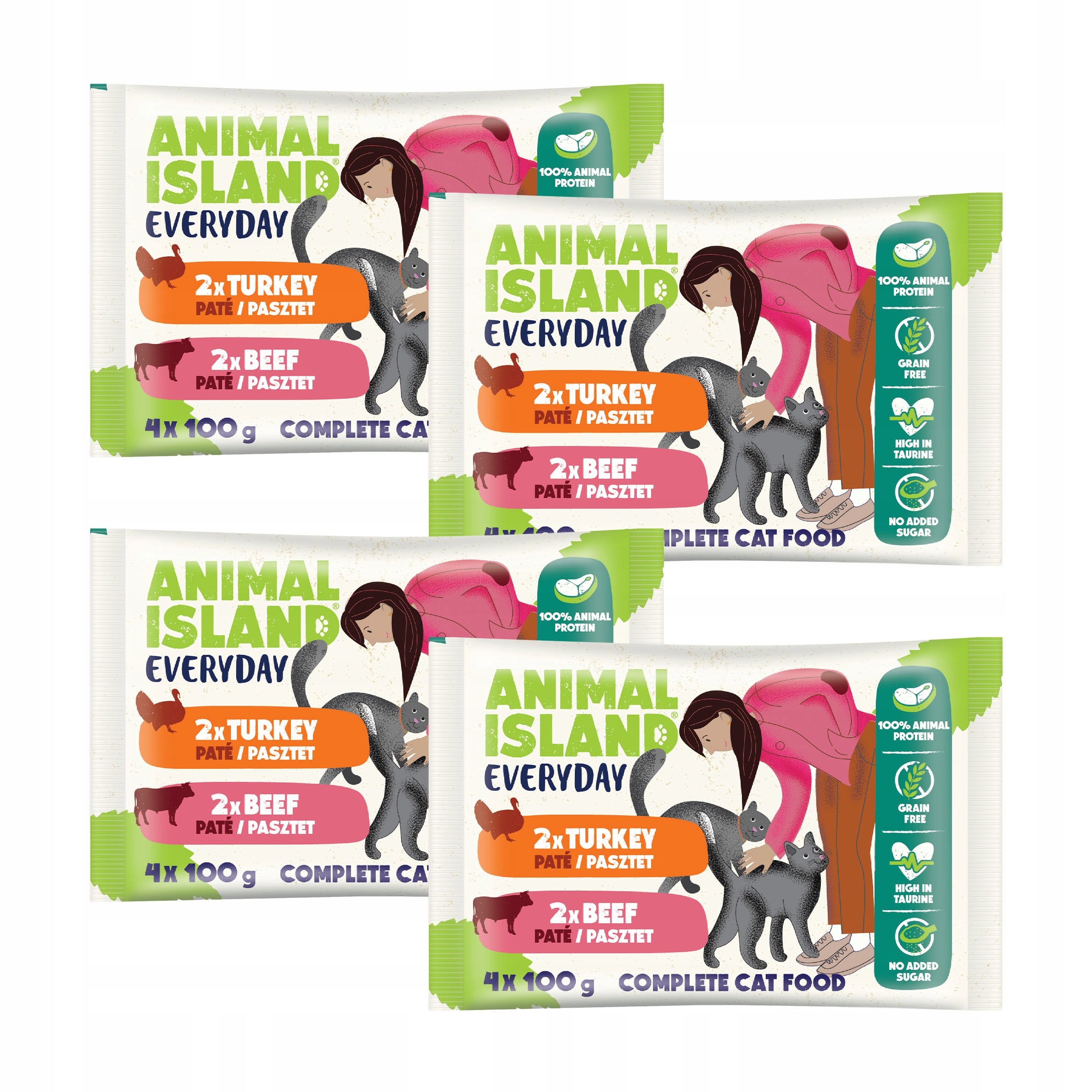 Animal Island for Cat Sachets 16x100g – Beef + Turkey Pate