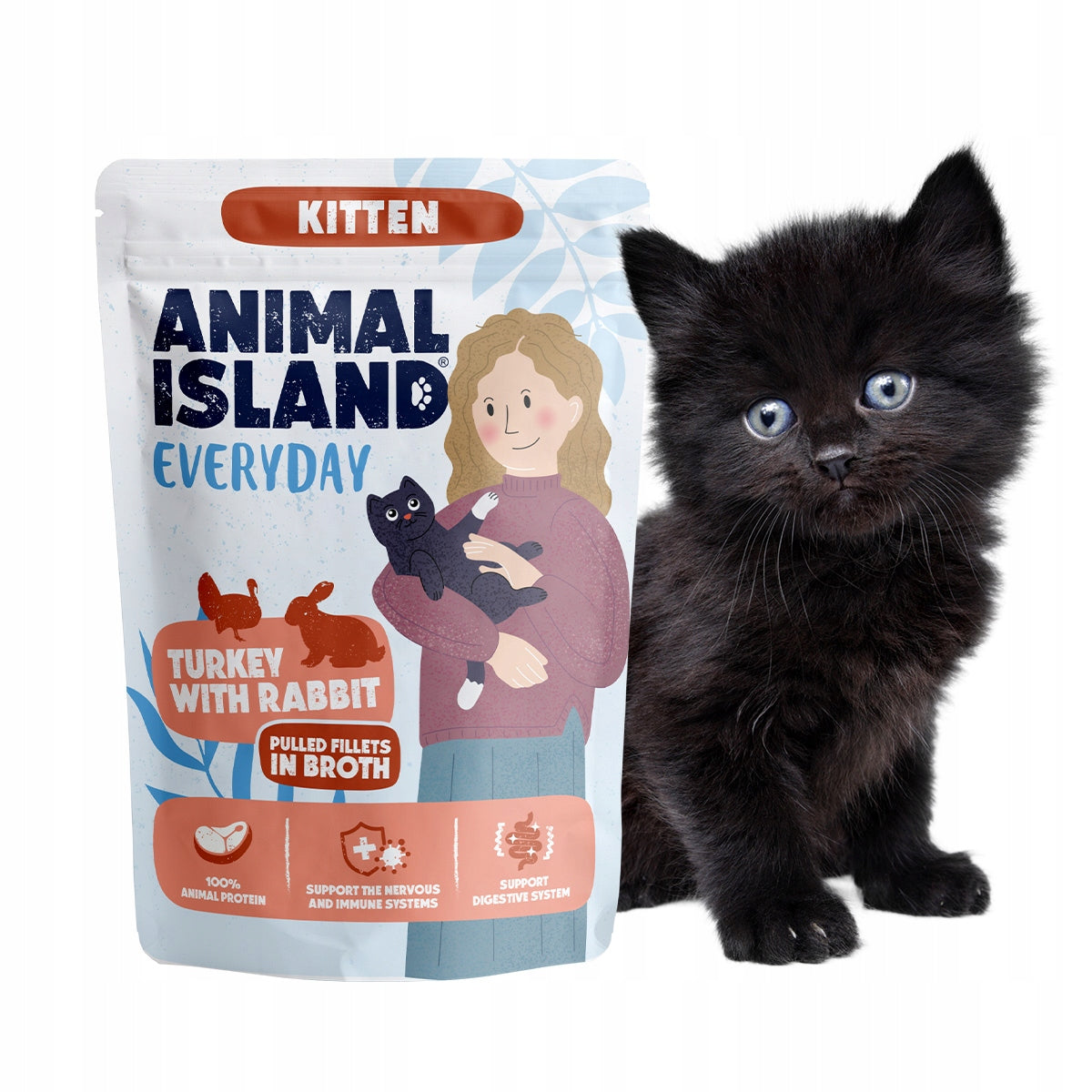 Animal Island wet food Sachet for kittens Turkey/Rabbit 85g