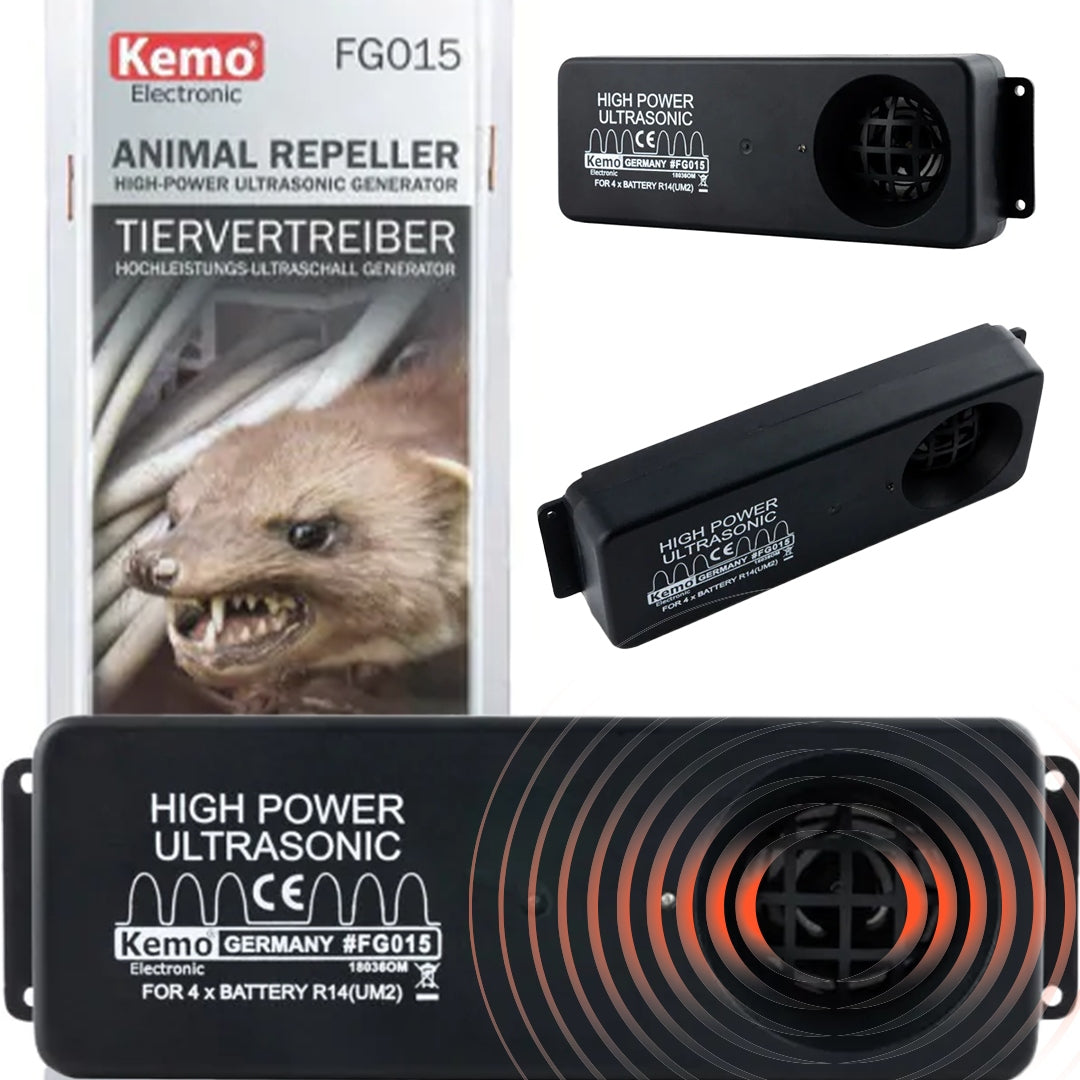 Animal repellent KEMO FG015 ultrasound strong for martens, wild boars, roe deer