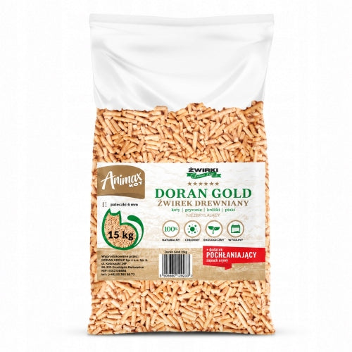 AnimaxKot Doran Gold Wooden Litter 6mm for natural litter box, 15 kg