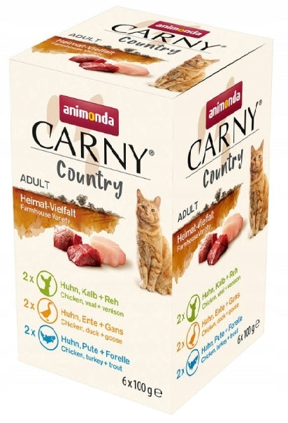 Animonda Carny COUNTRY cat trays CHICKEN GOOSE TROUT DEER trays 6x100g