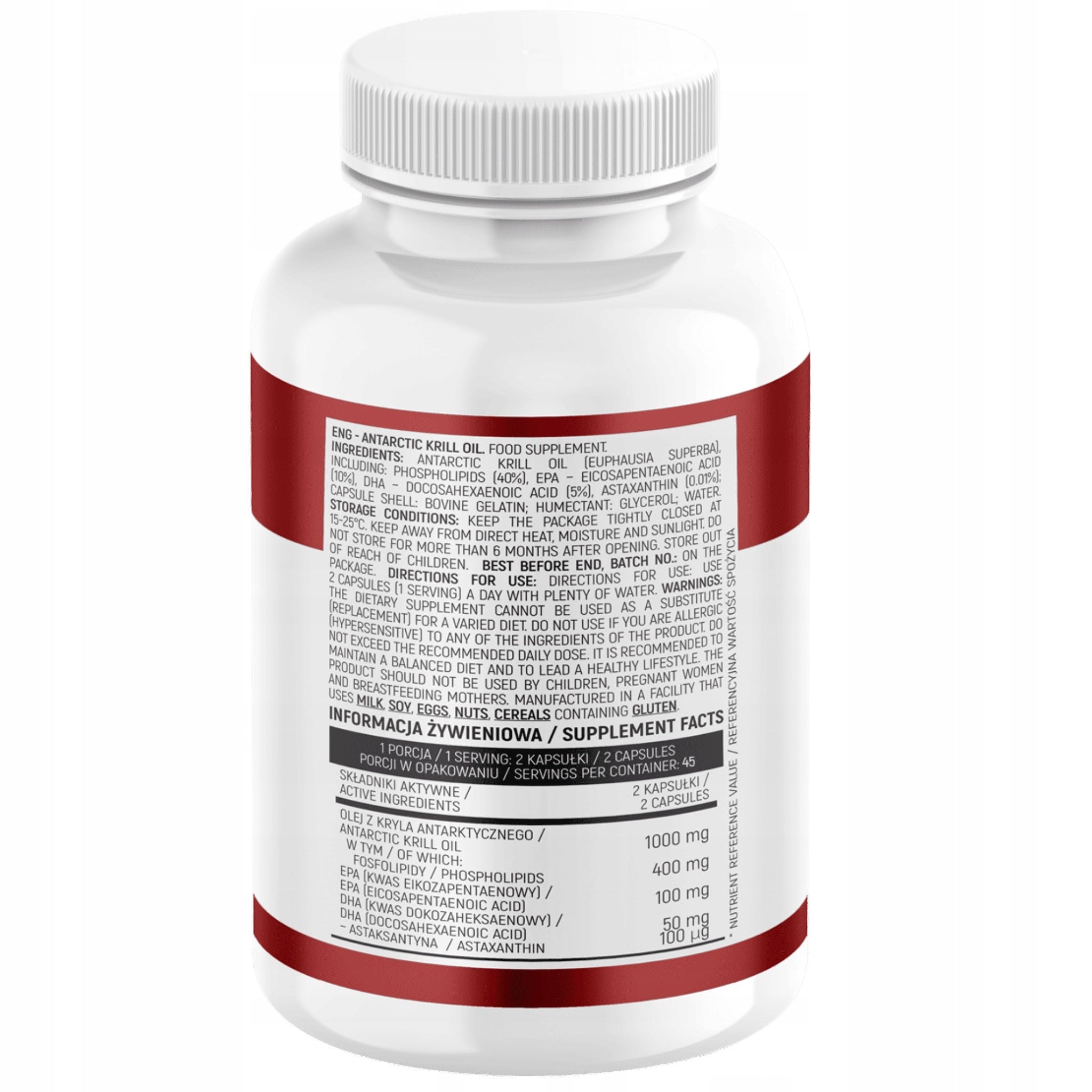 Antarctic KRILL OIL 1000mg 90 kap EPA DHA BRAIN HEART | INSPORT Manufacturer code KRILL OIL ASTAKSANTYNA FOSFOLIPIDY