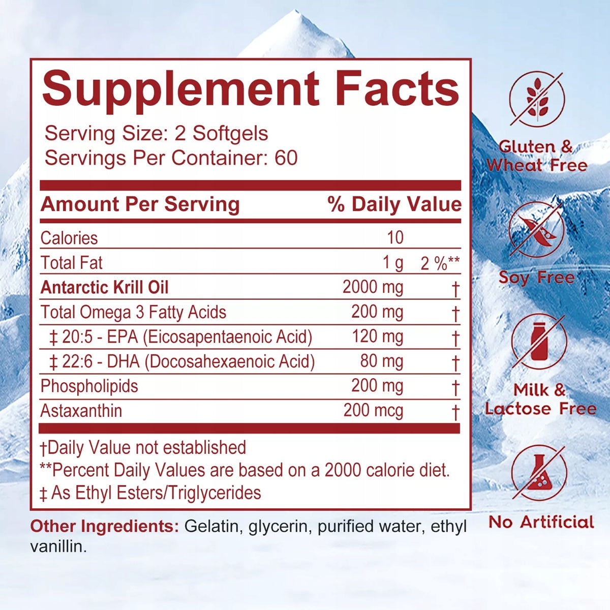 Antarctic krill oil 2000 mg - with Omega-3 acids EPA, DHA, astax... EAN (GTIN) 074283237170