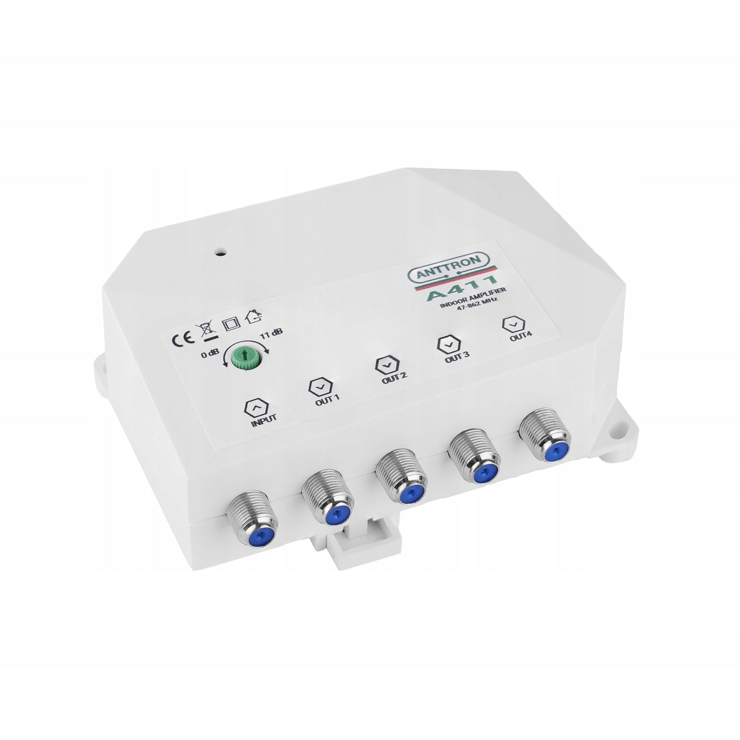 Antenna amplifier ANTTRON A-411 4 outputs adjustment 11 dB microamplifier EAN (GTIN) 5420037604111