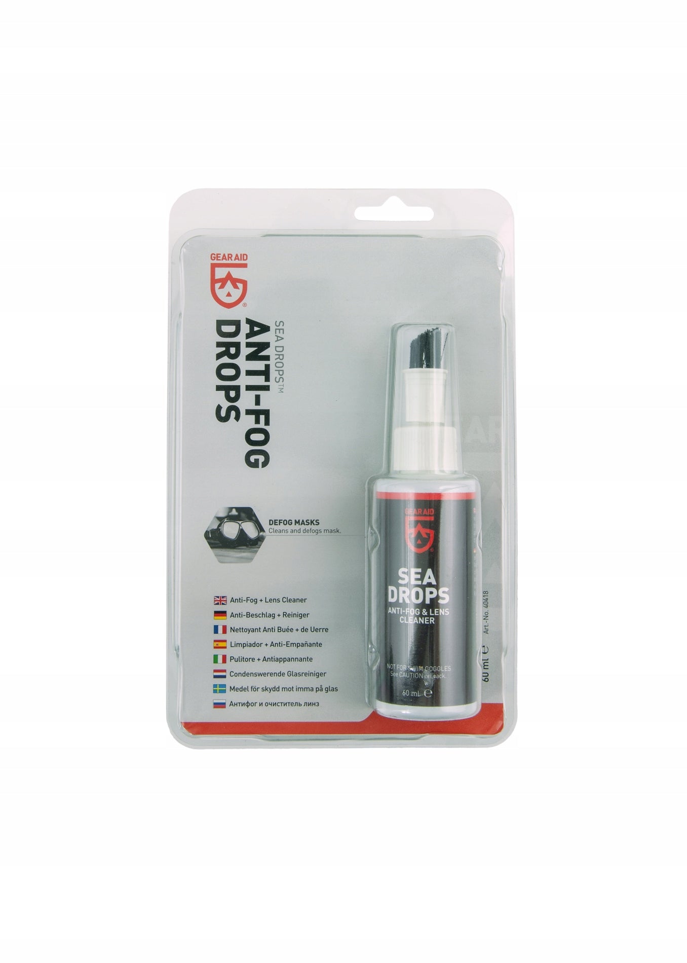 Anti-Fog Liquid for Sea Drops Diving Masks with 60 ml Brush Packaging status original
