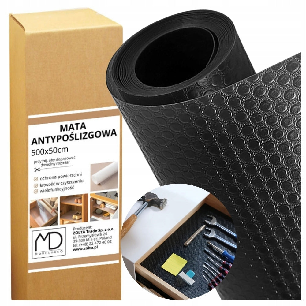 Anti-slip mat black 500x50cm thick and flexible for garage tool