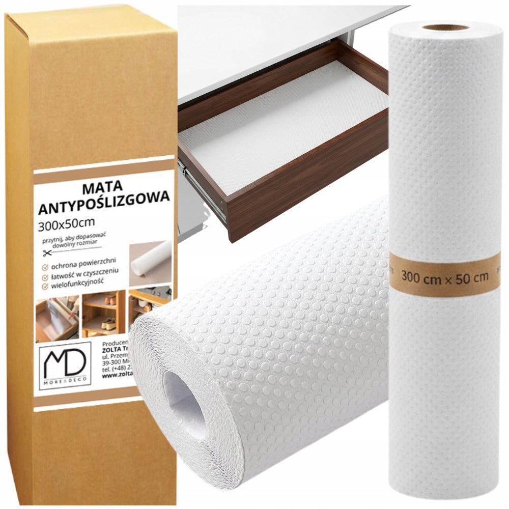 Anti-slip mat for drawers thick protective 300x50 cm pad white