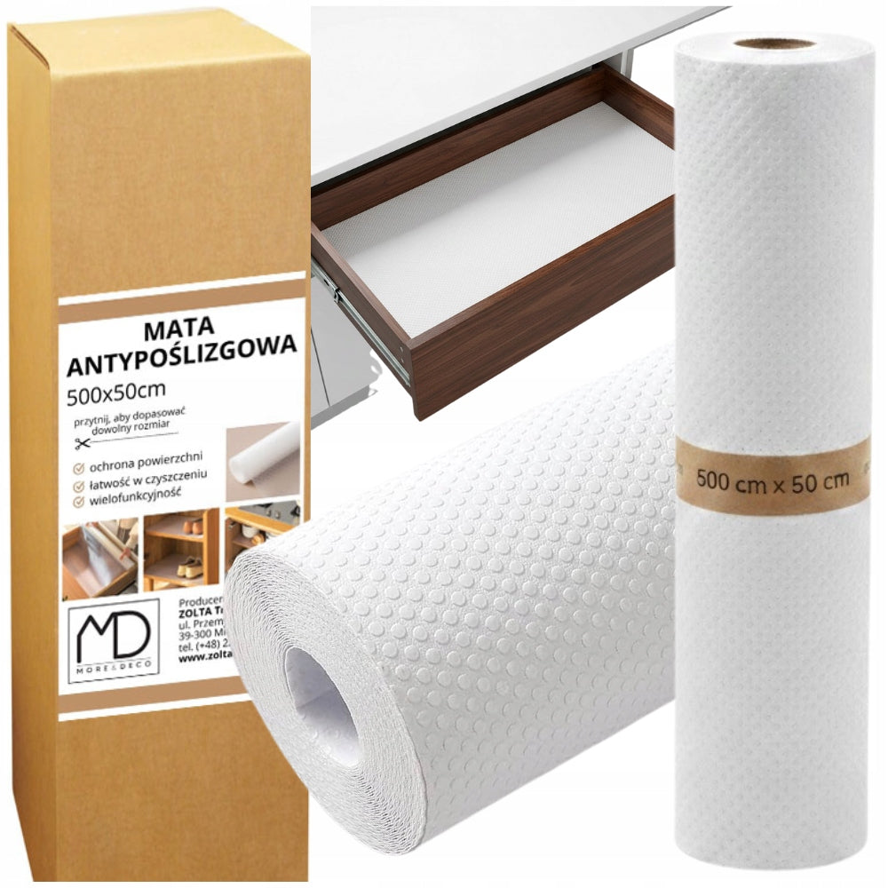 Anti-slip mat for drawers thick protective 500x50 cm pad white