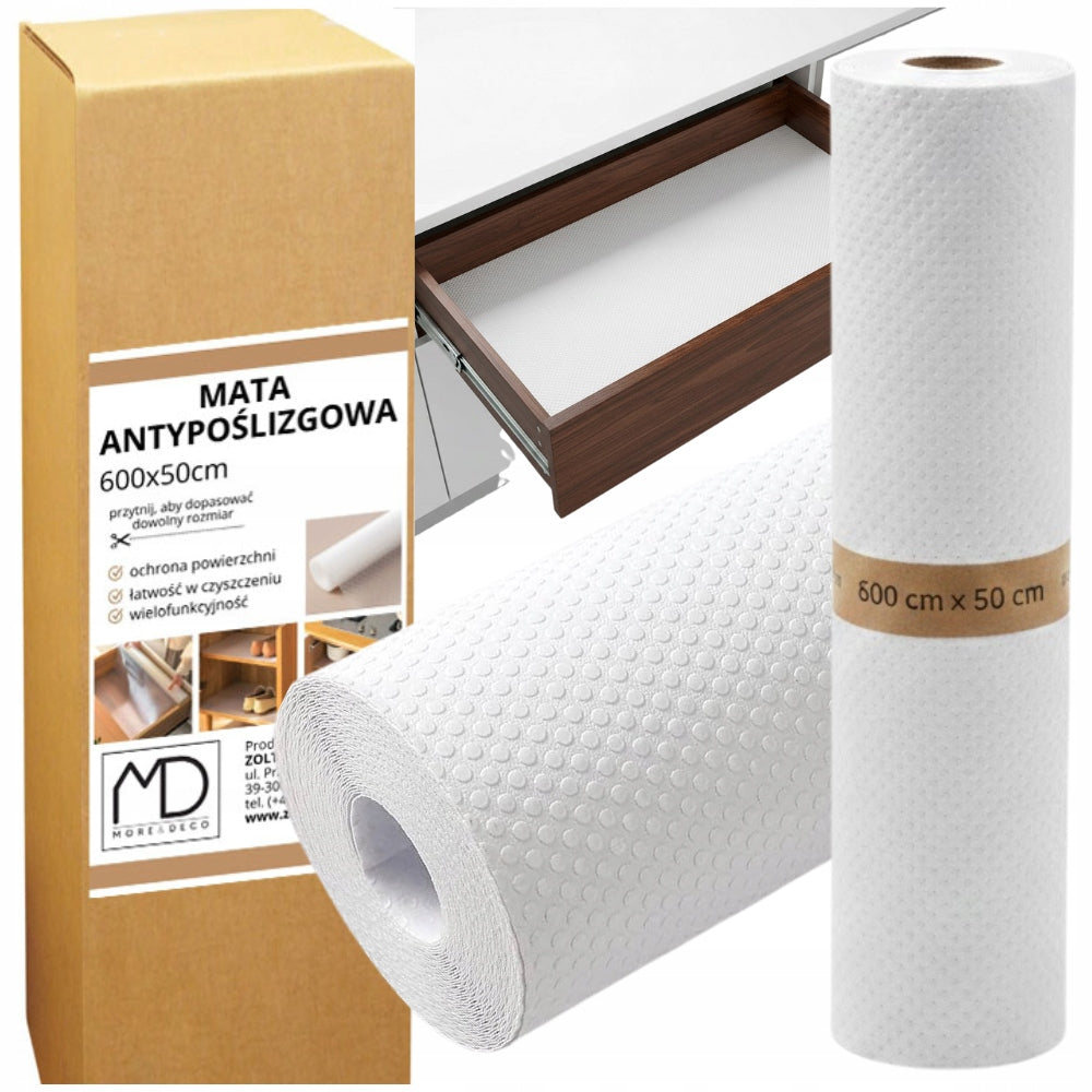 Anti-slip mat for drawers thick protective 600x50 cm pad white