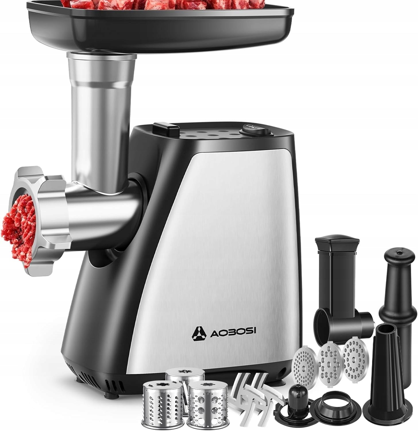 Aobosi Electric Meat Grinder 3 Strainers Strong Stainless Steel