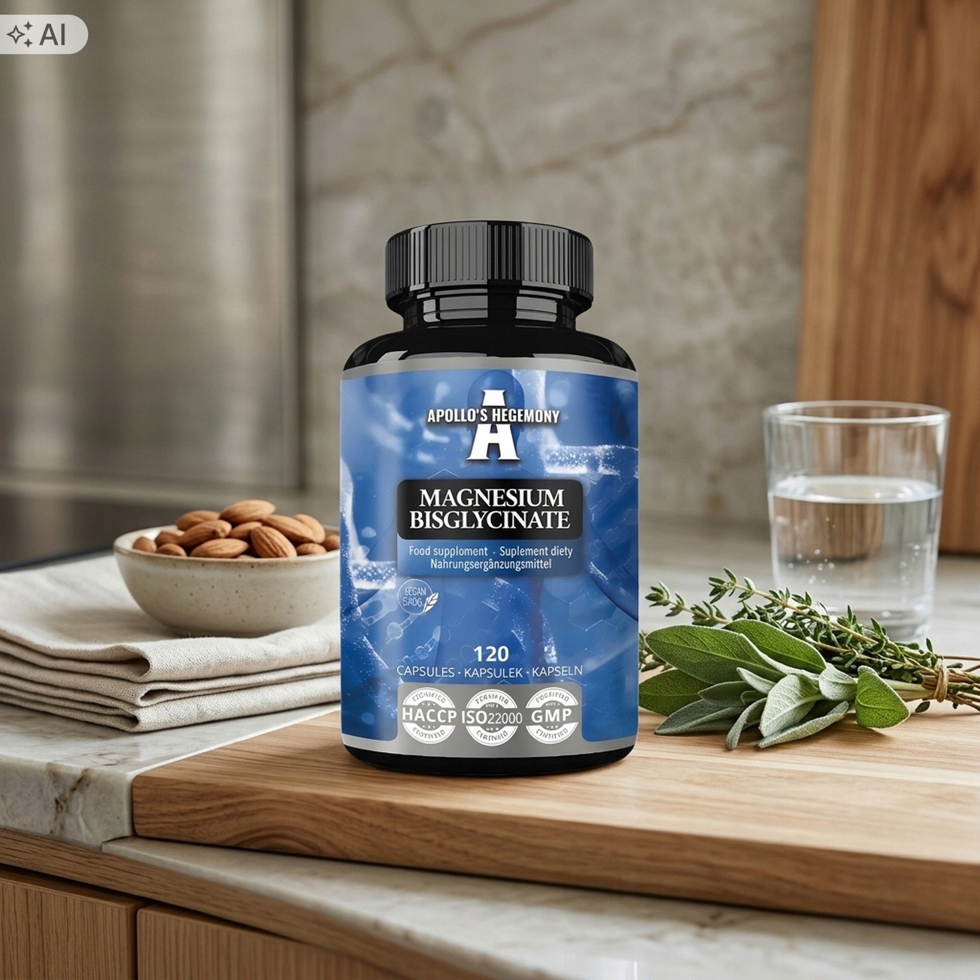 Apollo's Hegemony Magnesium Bisglycinate 125mg 120 kaps. Magnesium Chelate Medical device no