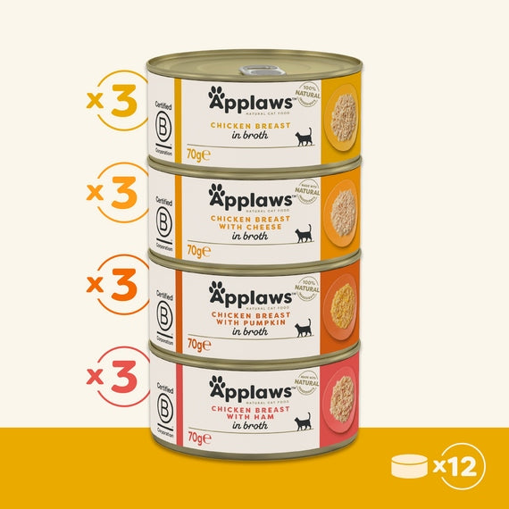 Applaws Cat Wet Cat Food Multipack 12x70g Mix of Flavors with Chicken Brand Applaws