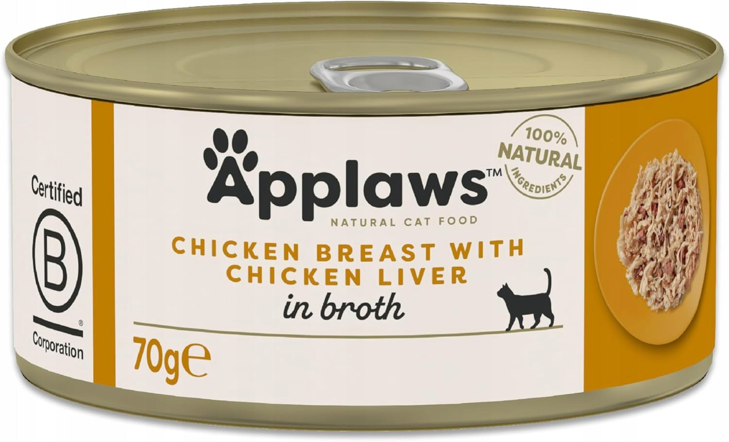 Applaws cat can fillet with CHICKEN and LIVER in broth can 70g
