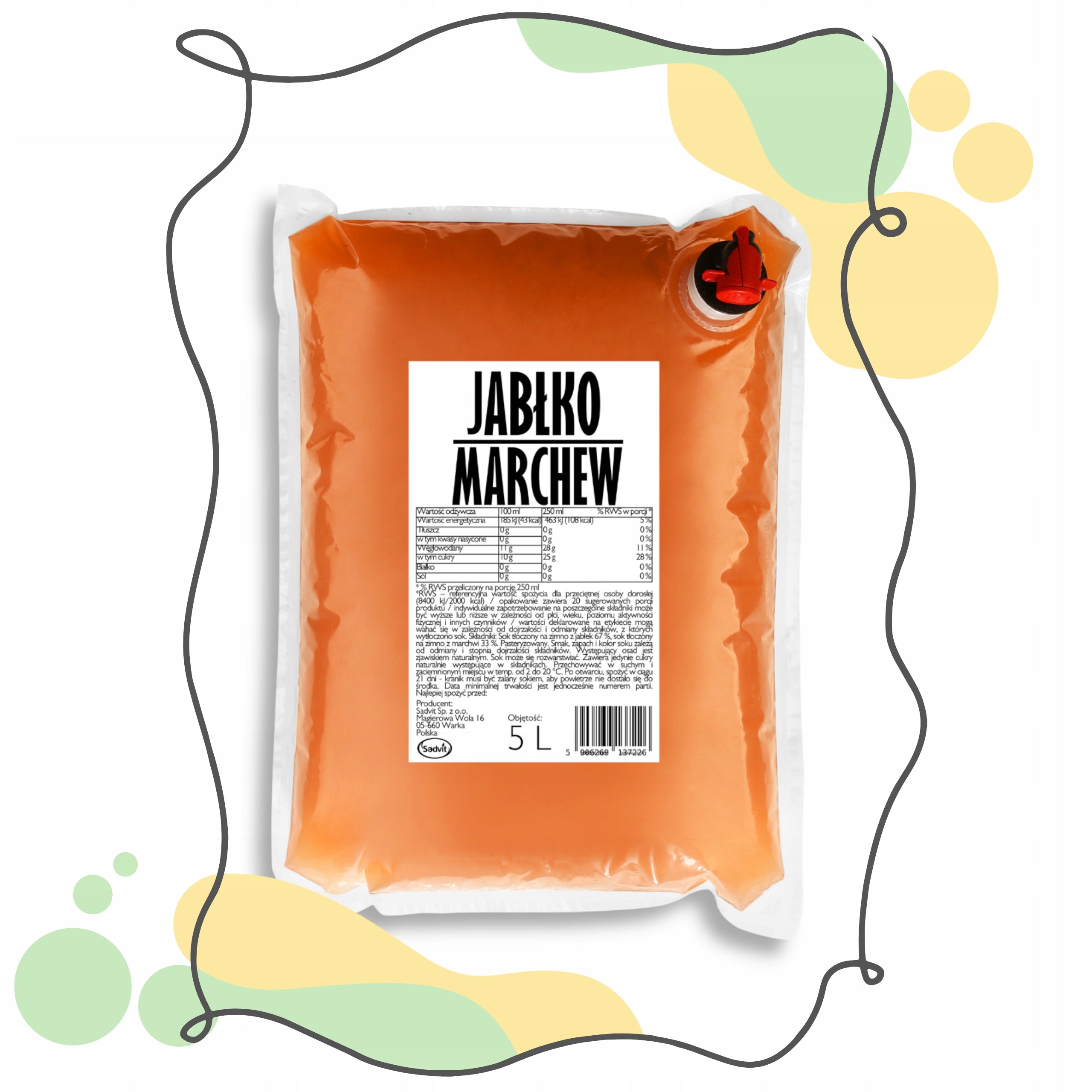 Apple Carrot Juice 100% Apple Carrot Natural for Children 5l Packaging status original