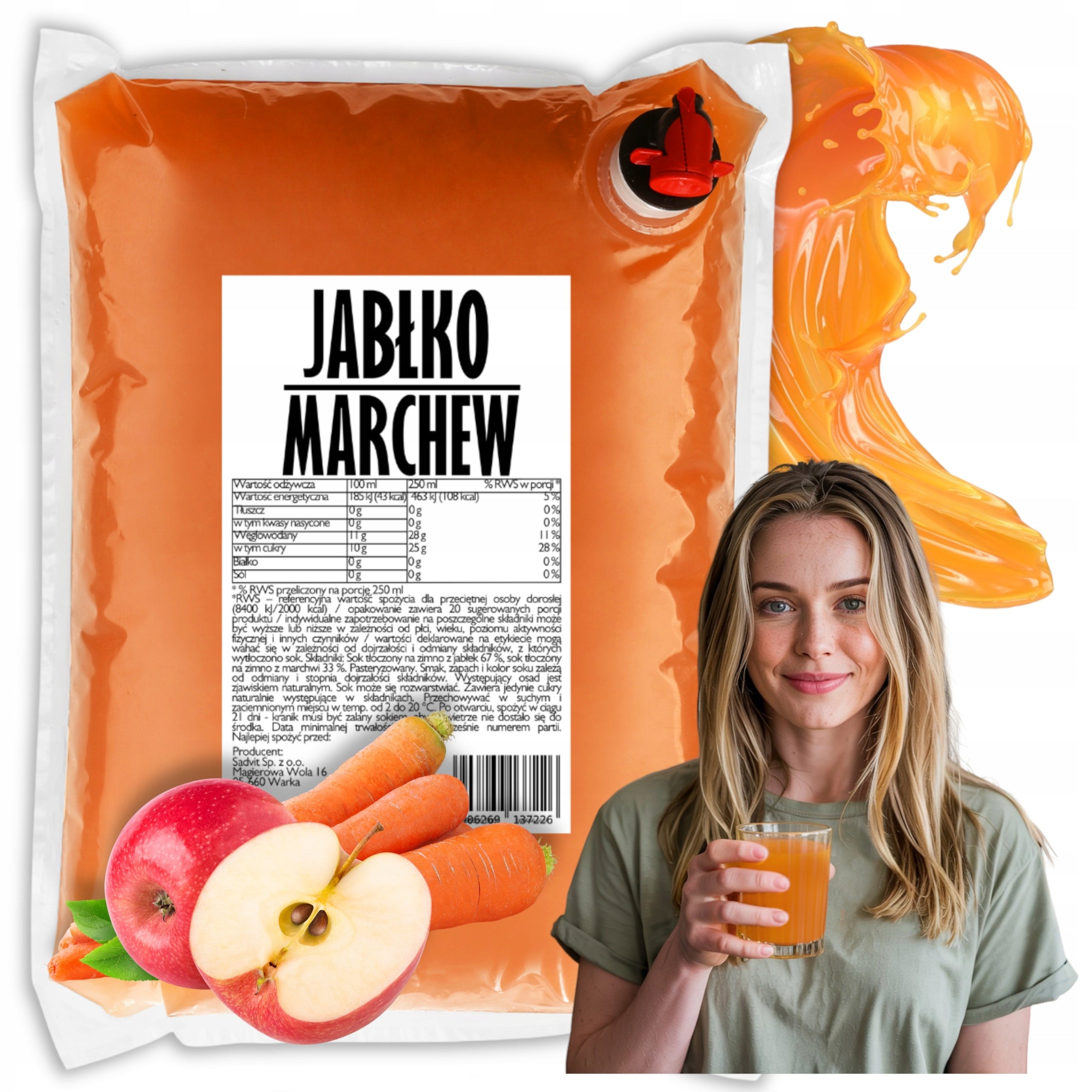Apple Carrot Juice 100% Apple Carrot Natural for Children 5l