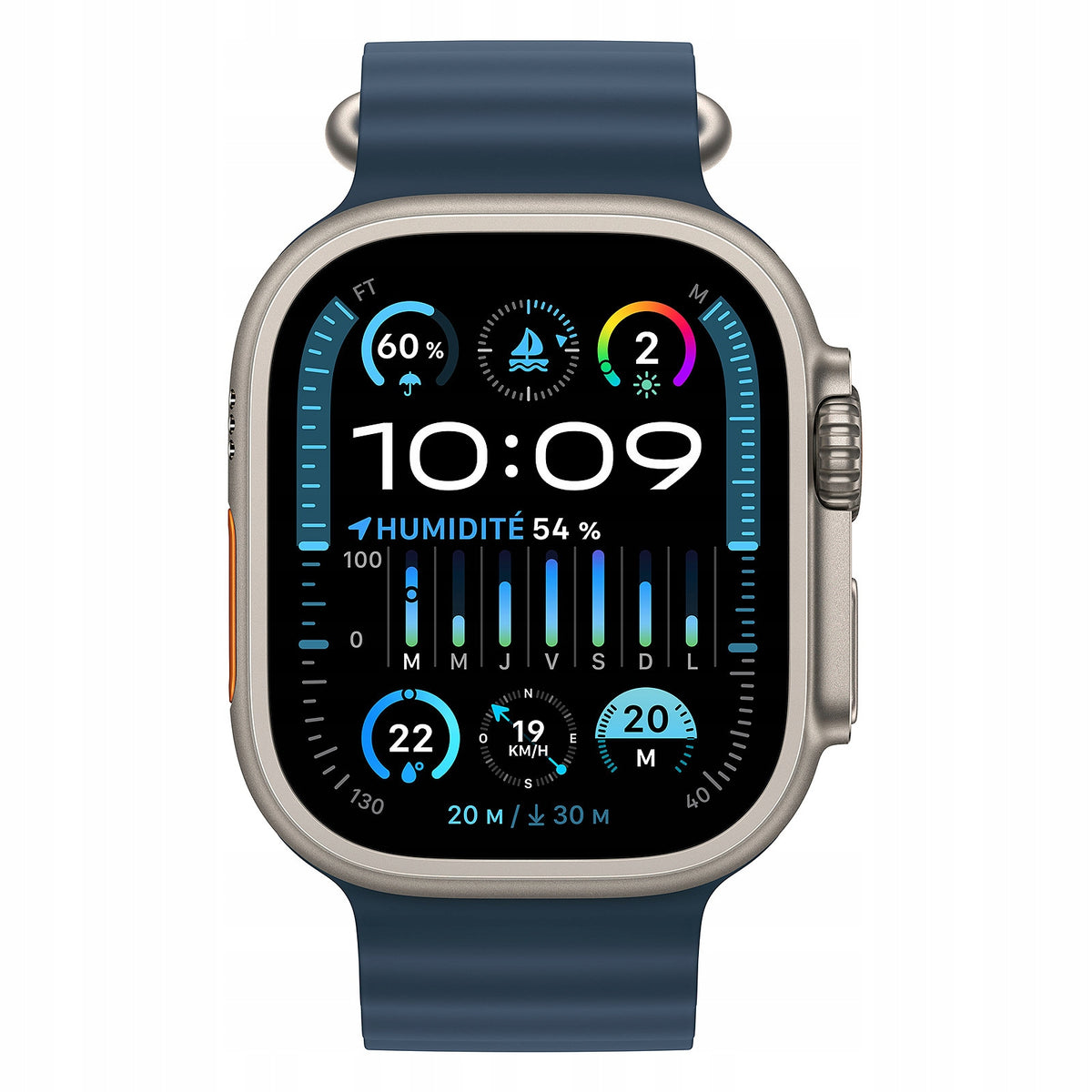 Apple Watch Ultra 2 GPS + Cellular 49mm Titanium + Blue Ocean Band Color blue