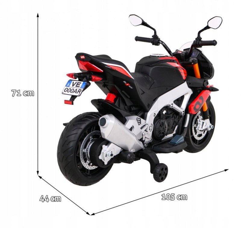Aprilia Tuono V4 Motor Battery Operated for Kids Red + MP3 Panel + Brand Ramiz