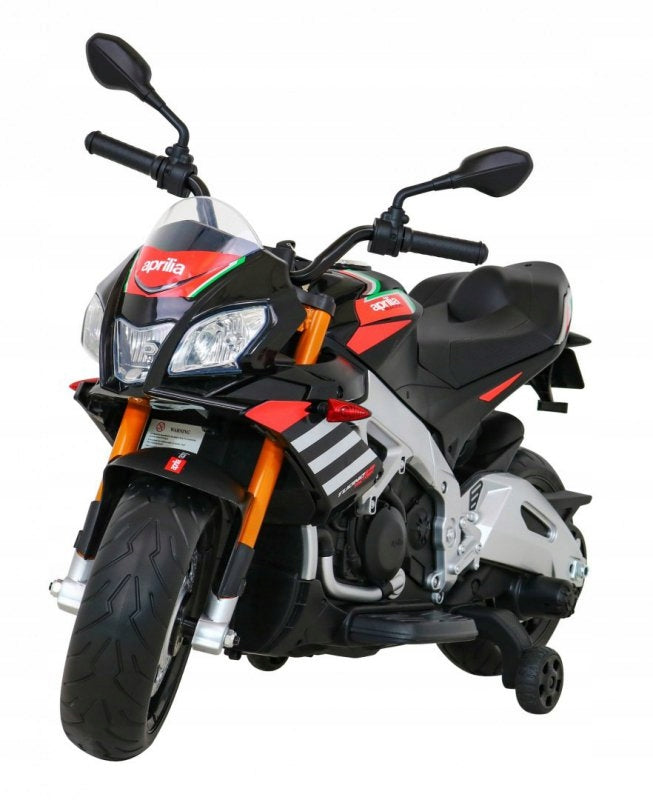 Aprilia Tuono V4 Motor Battery Pack for Kids Black + MP3 Panel + Wheels
