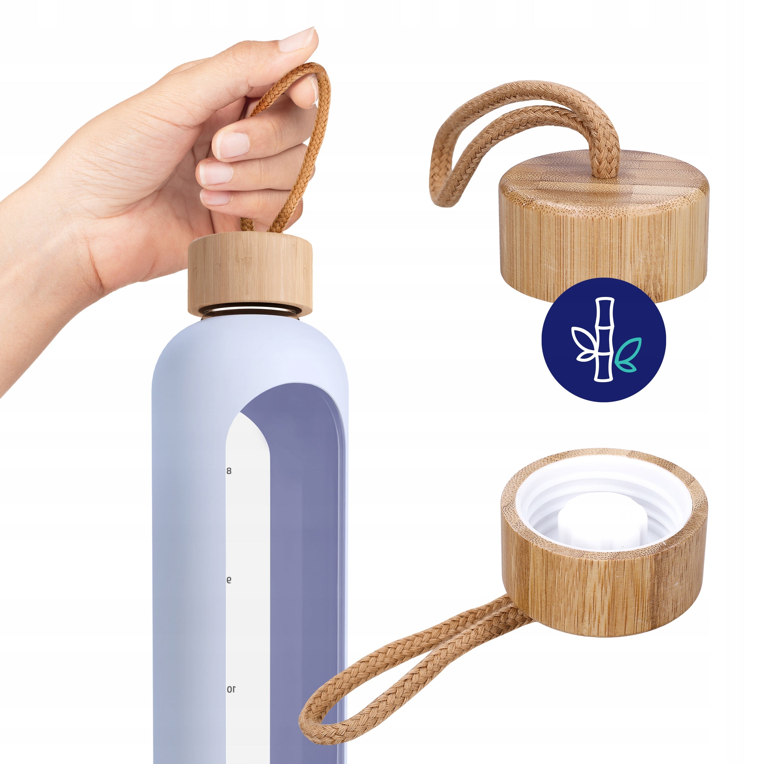 AquaFloow motivational glass bottle 1000ml with measuring cup for fitness tight Brand AquaFloow