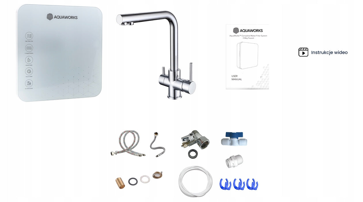 AquaWorks Complete Water Filter with 3-Way Battery, 5-Stage System Kind under-sink