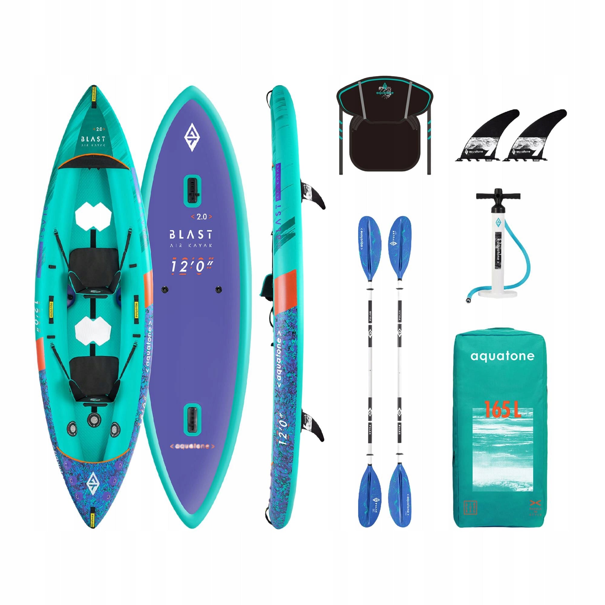 Aquatone Blast 12'0" 2-Person Pumped Kayak