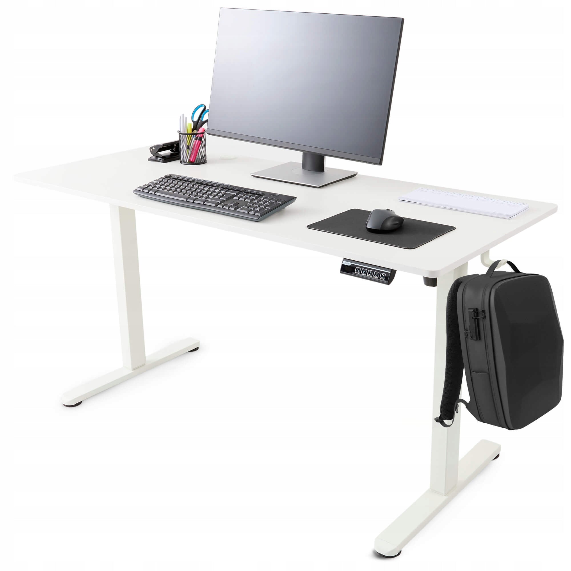 Arebos - Height-Adjustable Desk | White |140x60 cm