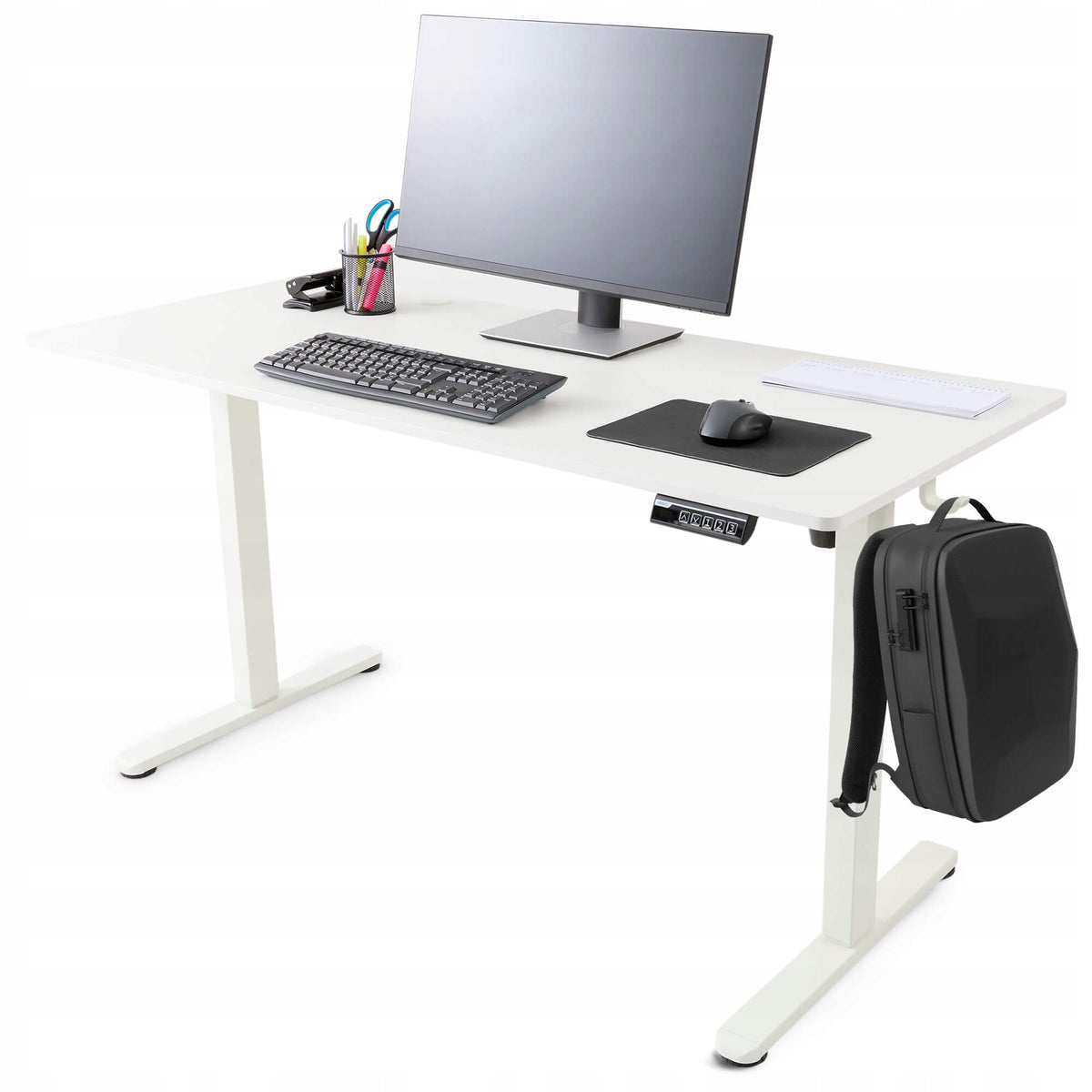 Arebos - Height-Adjustable Desk | White |140x60 cm