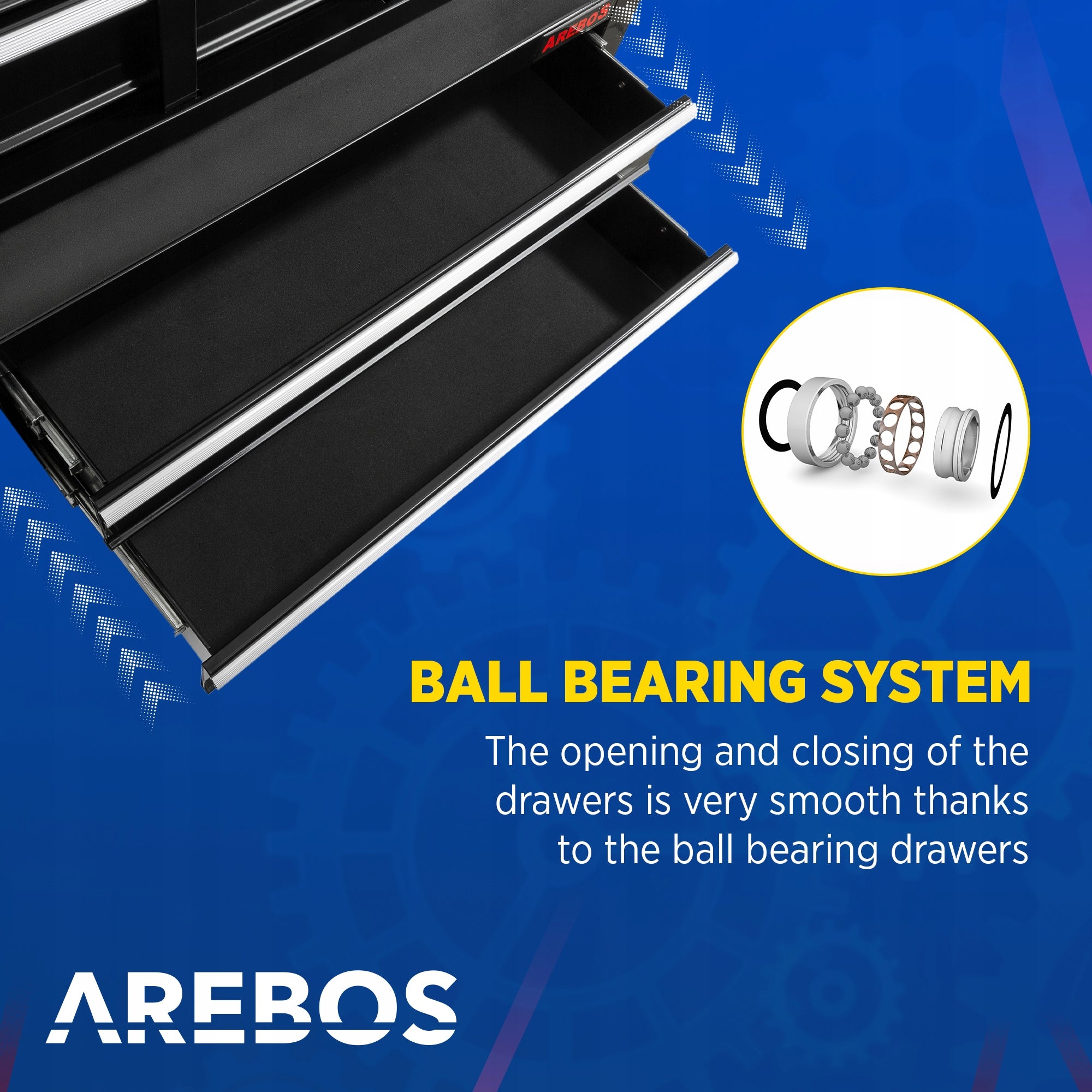 Arebos - Workshop Trolley | 5 Compartments | Lockable | Black Manufacturer code AR-HE-WW5S
