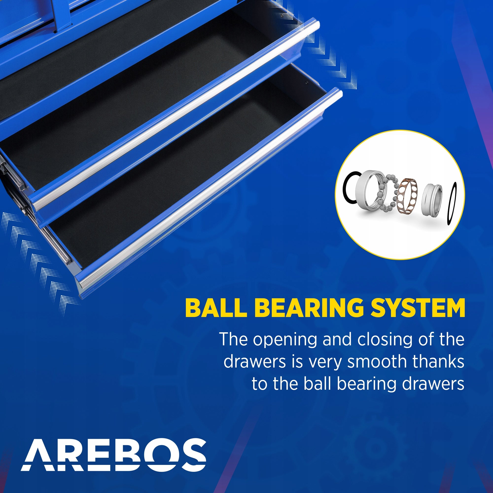 Arebos - Workshop Trolley | 7 Compartments | Lockable | Blue Manufacturer code AR-HE-WW7B