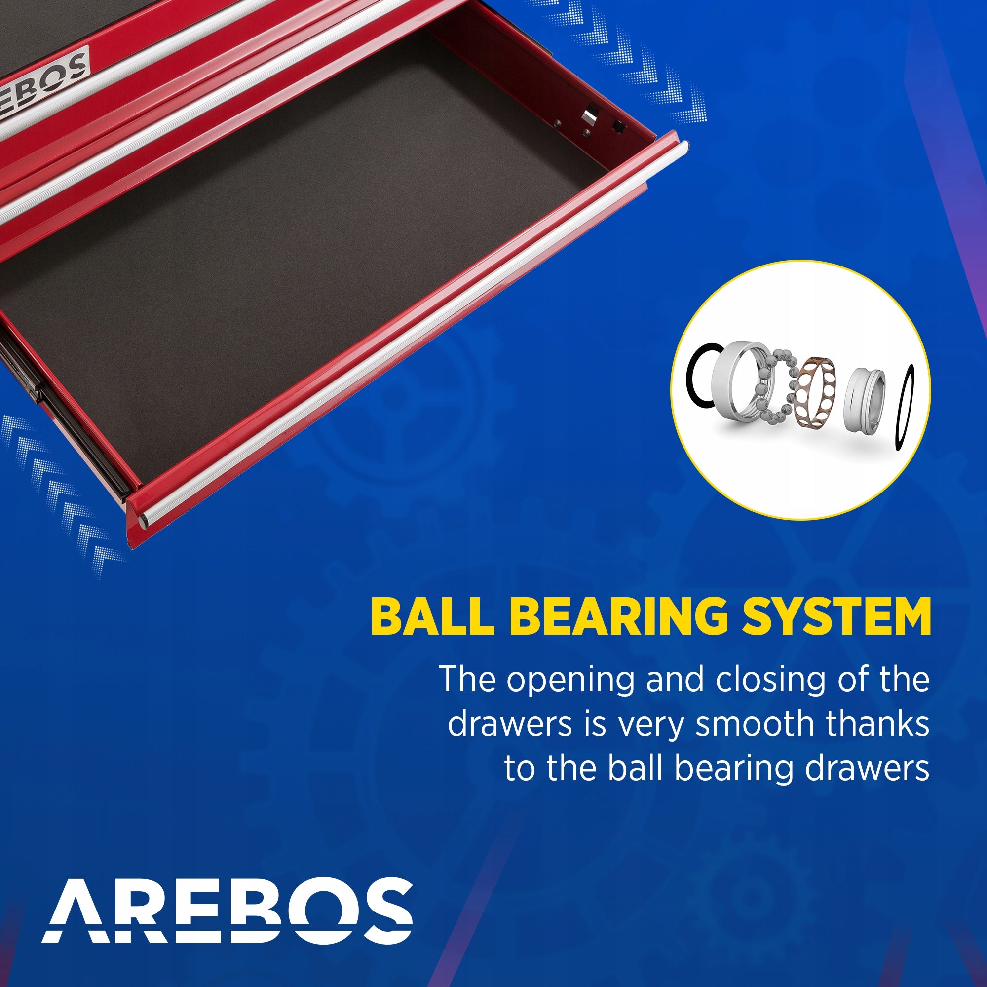 Arebos - Workshop Trolley | 7 Compartments | Lockable | Red Manufacturer code AR-HE-WW7R