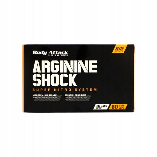 Arginine BODY ATTACK Arginine Shock 80 Capsules Muscle Pump Strength Expiration date at least six months from the date of purchase