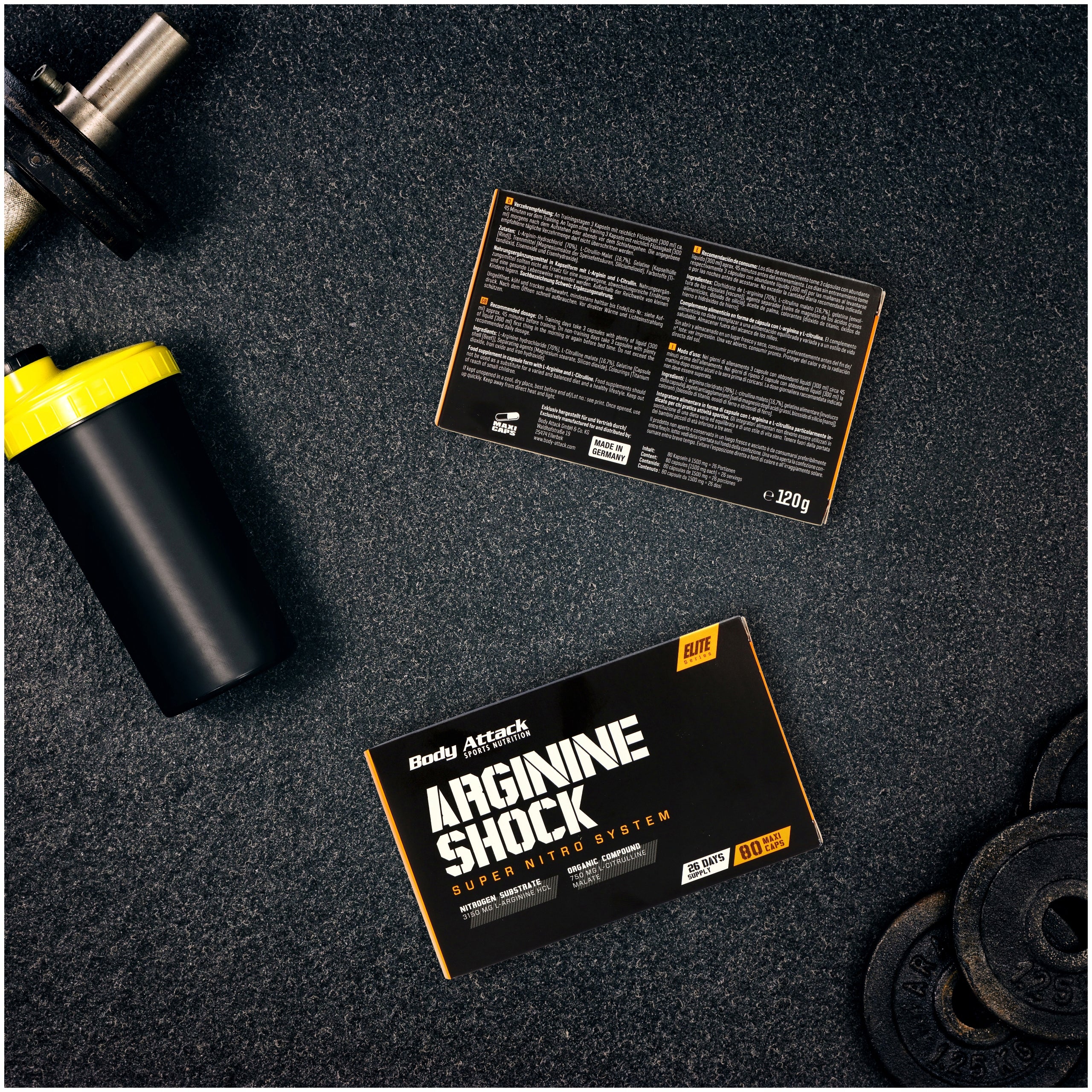 Arginine BODY ATTACK Arginine Shock 80 Capsules Muscle Pump Strength Packaging status original